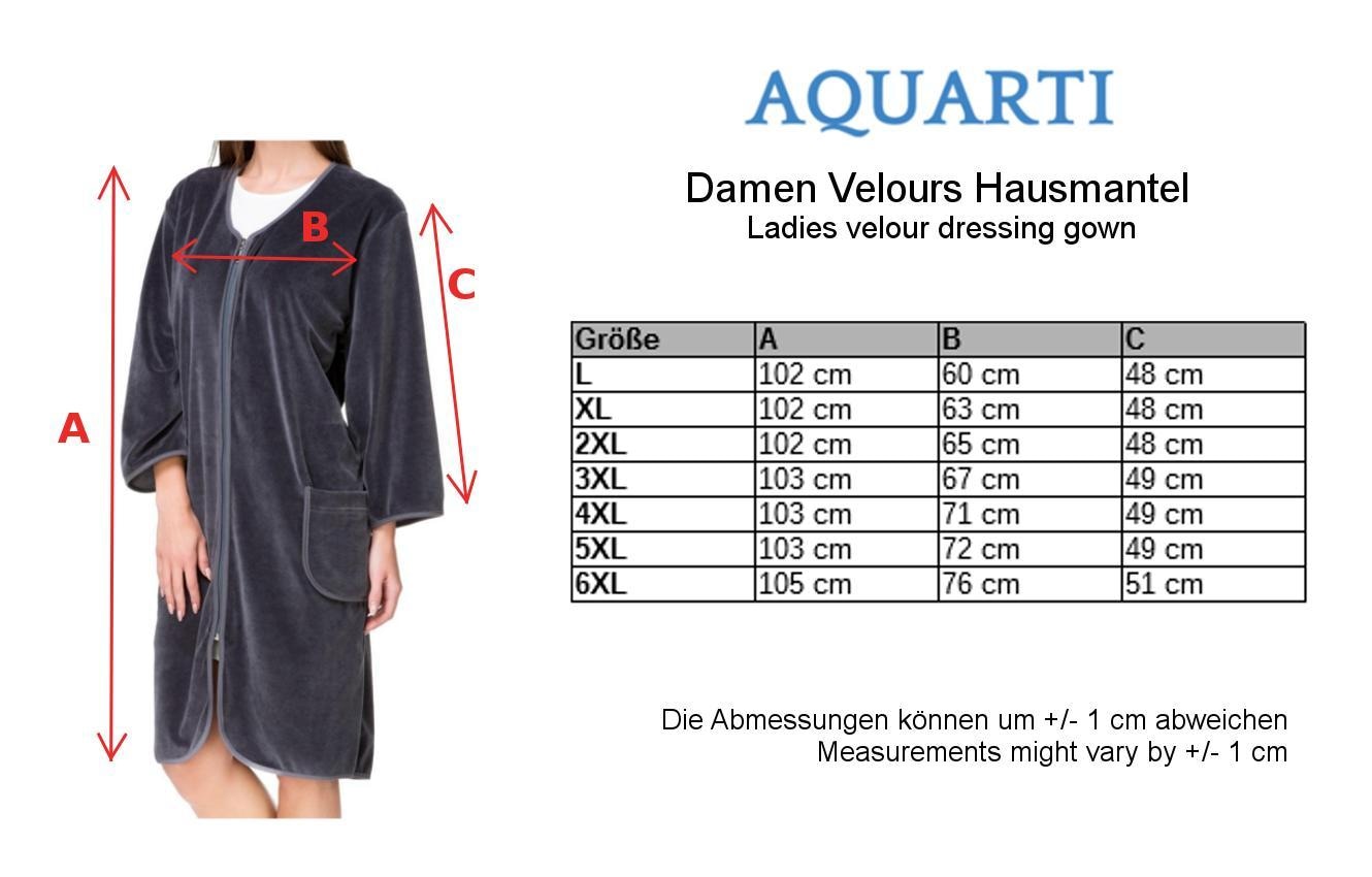 AQUARTI Damenbademantel »Bademantel Aquarti Damen Velours Bademantel Morgenmantel Kurz mit Reißverschlus«