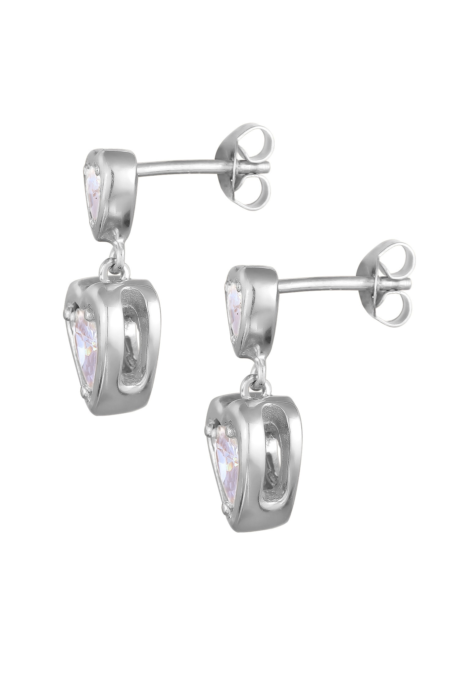 Elli Paar Ohrstecker »Ohrringe Herz Zirkonia Weiß 925 Sterling Silber«