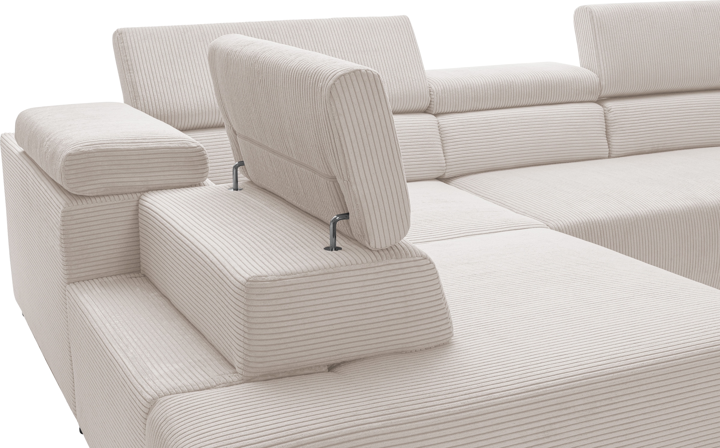 exxpo - sofa fashion Ecksofa »VITTORIO mit Komfortfunktionen, bequem und modern, Cord, L-Form«, inkl. Kopfteil- und Sitztiefenverstellung, wahlweise mit Bettfunktion
