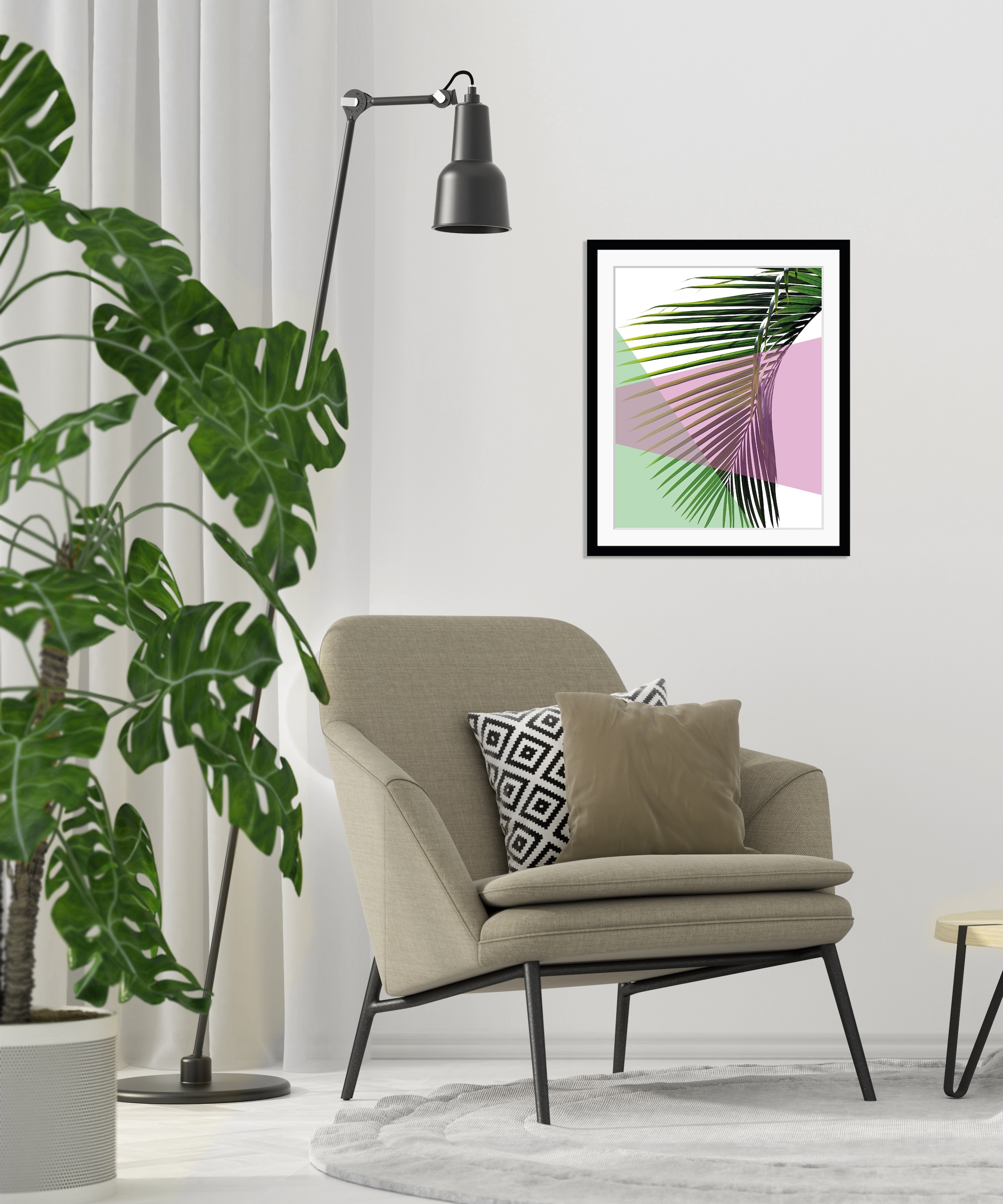 queence Bild »Philipp« Abstrakt | Blumen | Blätter | Figuren | Kunst HD Premium Poster-Druck inkl. Holzrahmen