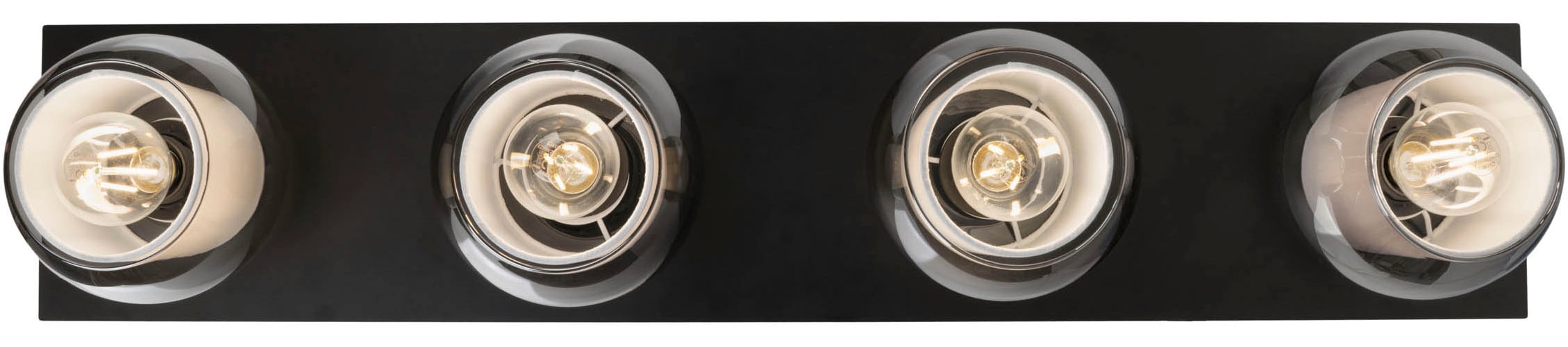 OTTO home Deckenleuchte »Tanissa mit Doppelschirm« E27 1 Stk. kugelförmig, Rauchglas, innen Stoffschirm, E27, Glasschirm, Textil