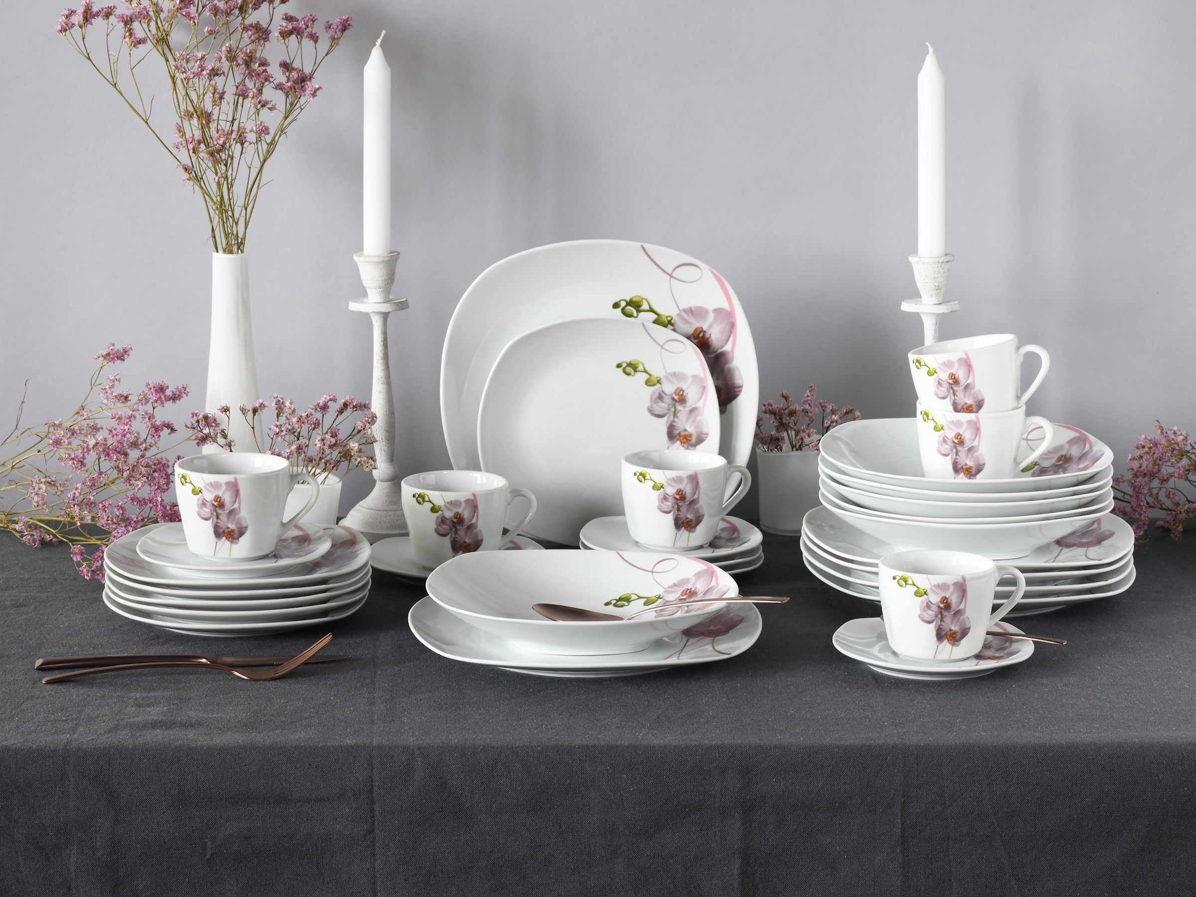 CreaTable Kombiservice »Square Orchidee, Kombi-Service 30-tlg« Fotorealistische Darstellung