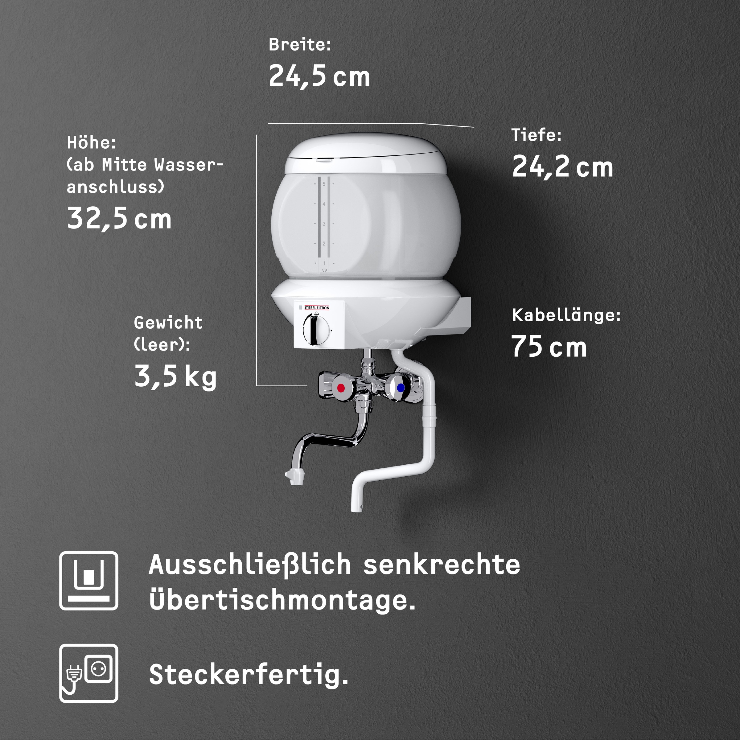 STIEBEL ELTRON Kochendwassergerät »EBK 5 GA«, 5 l, für die Küche, Glas