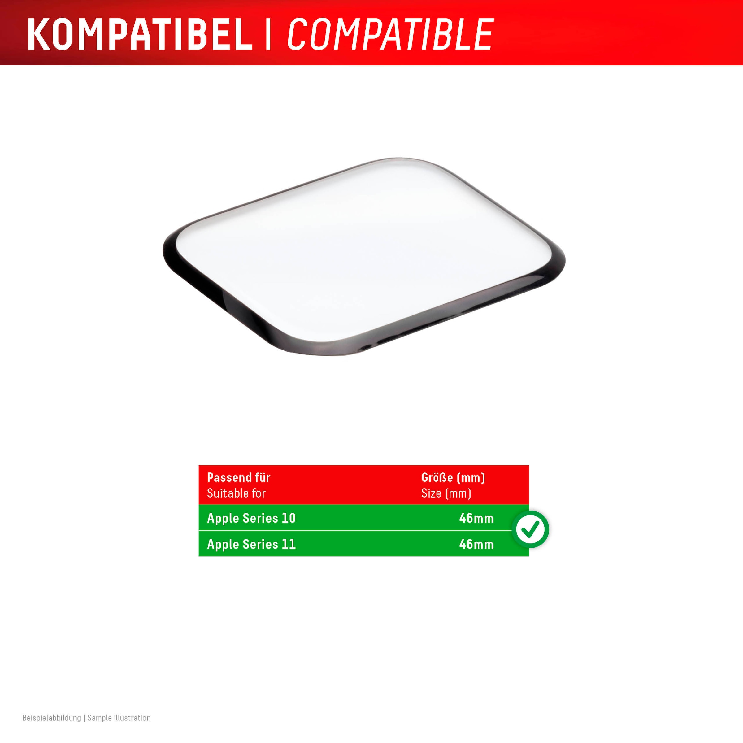Displex Displayschutzglas »Smartwatch Glass Unbreakable Protector Full Cover« für Apple Watch Series 10 46 mm;Apple Watch Series 11 46 mm Packung, 2x Acrylglas Protector,  Displayschutzfolie, Schutzfolie, Bildschirmschutz, kratz- & stoßfest