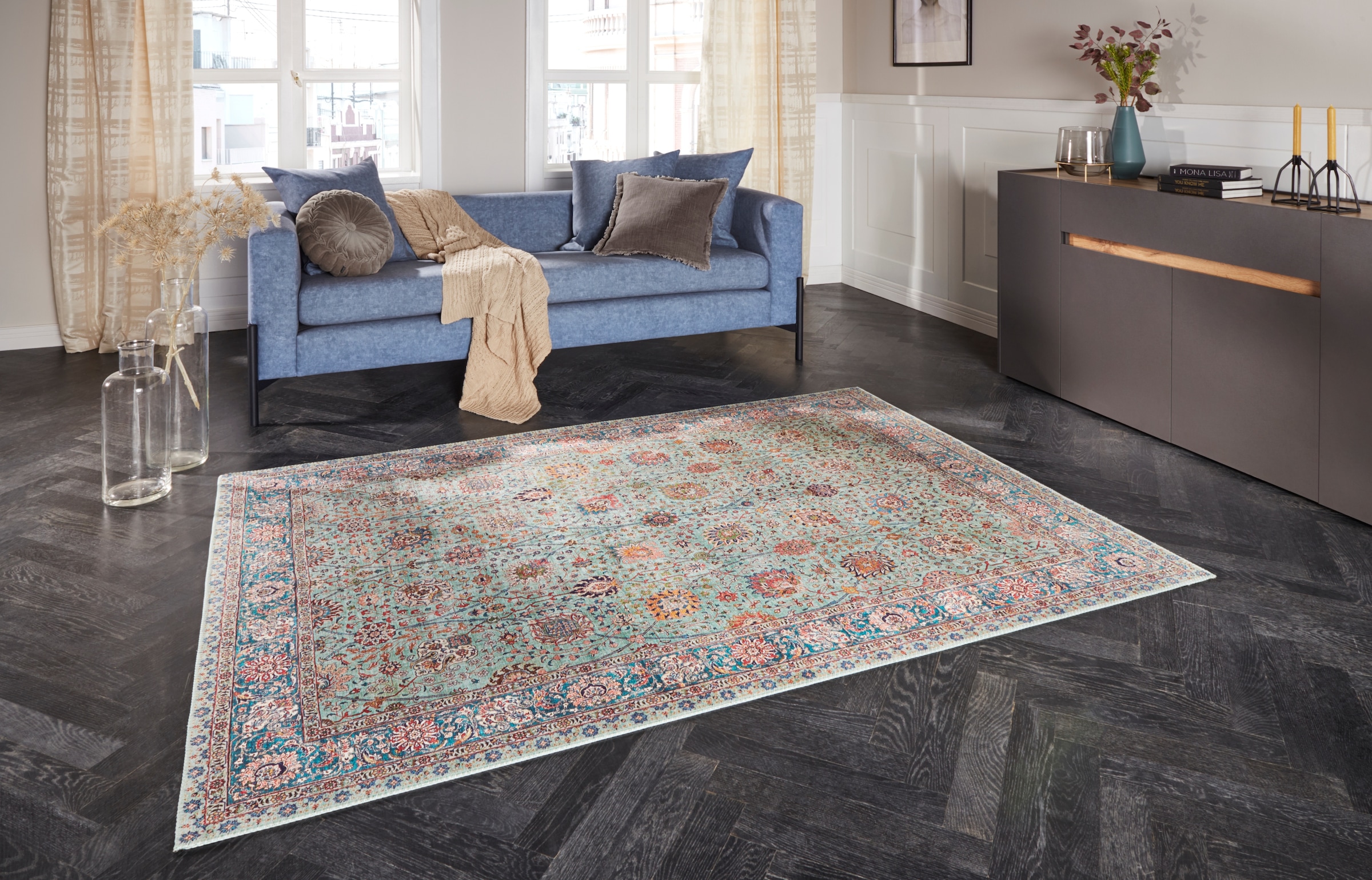 ELLE DECORATION Teppich "Mahal" rechteckig 5 mm Höhe Orientalisch, Kurzflor, Vintage, Wohnzimmer, Schlafzimmer, Läufer