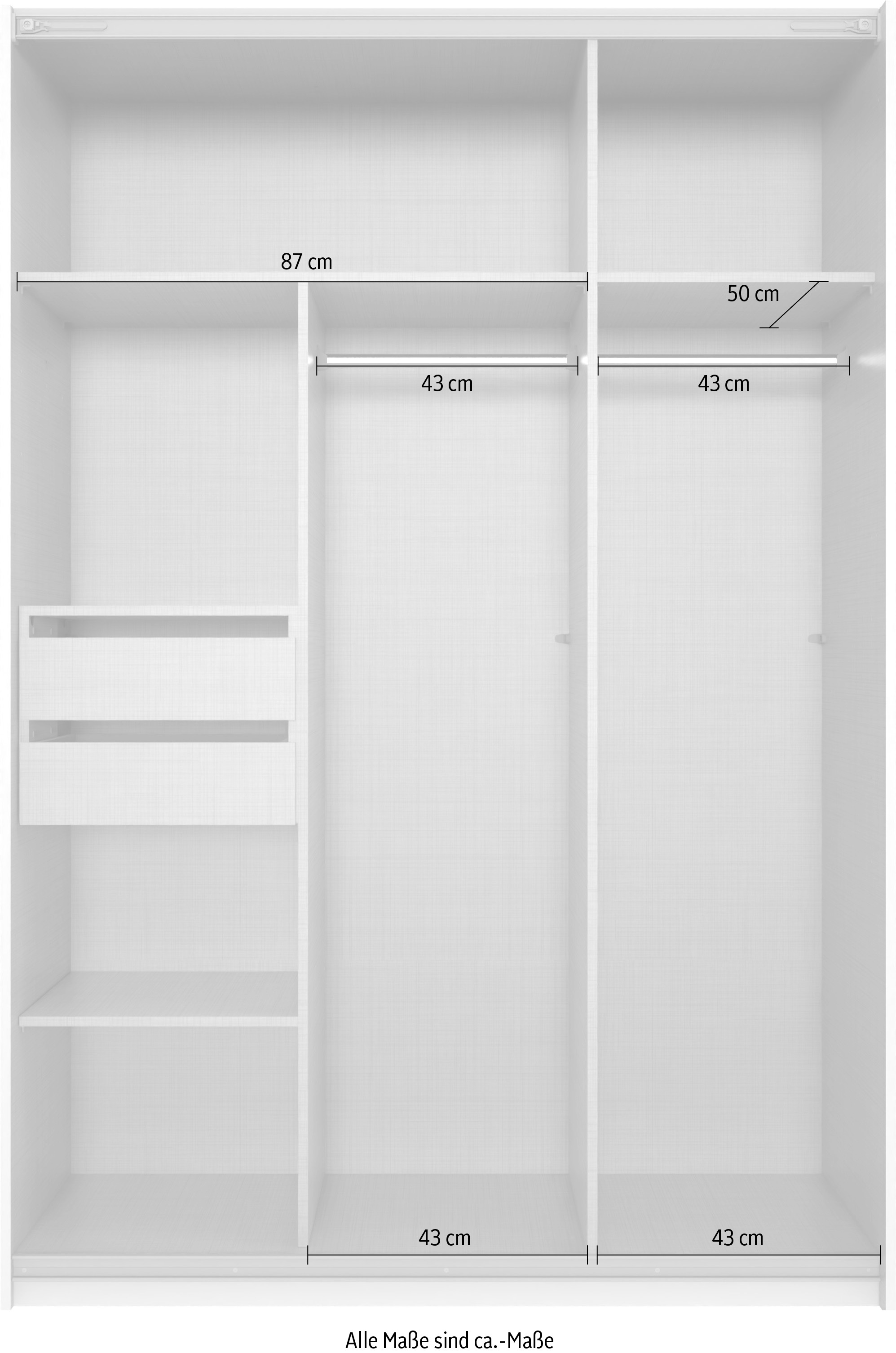 Wimex Kleiderschrank »Mugano, B/T/H 135 oder 180/65/198cm, Made in Germany«, (wähle Deine Ausstattung: Basic oder Premium!), 2 Schwebetüren mit oder ohne Spiegel, Metallgriffe
