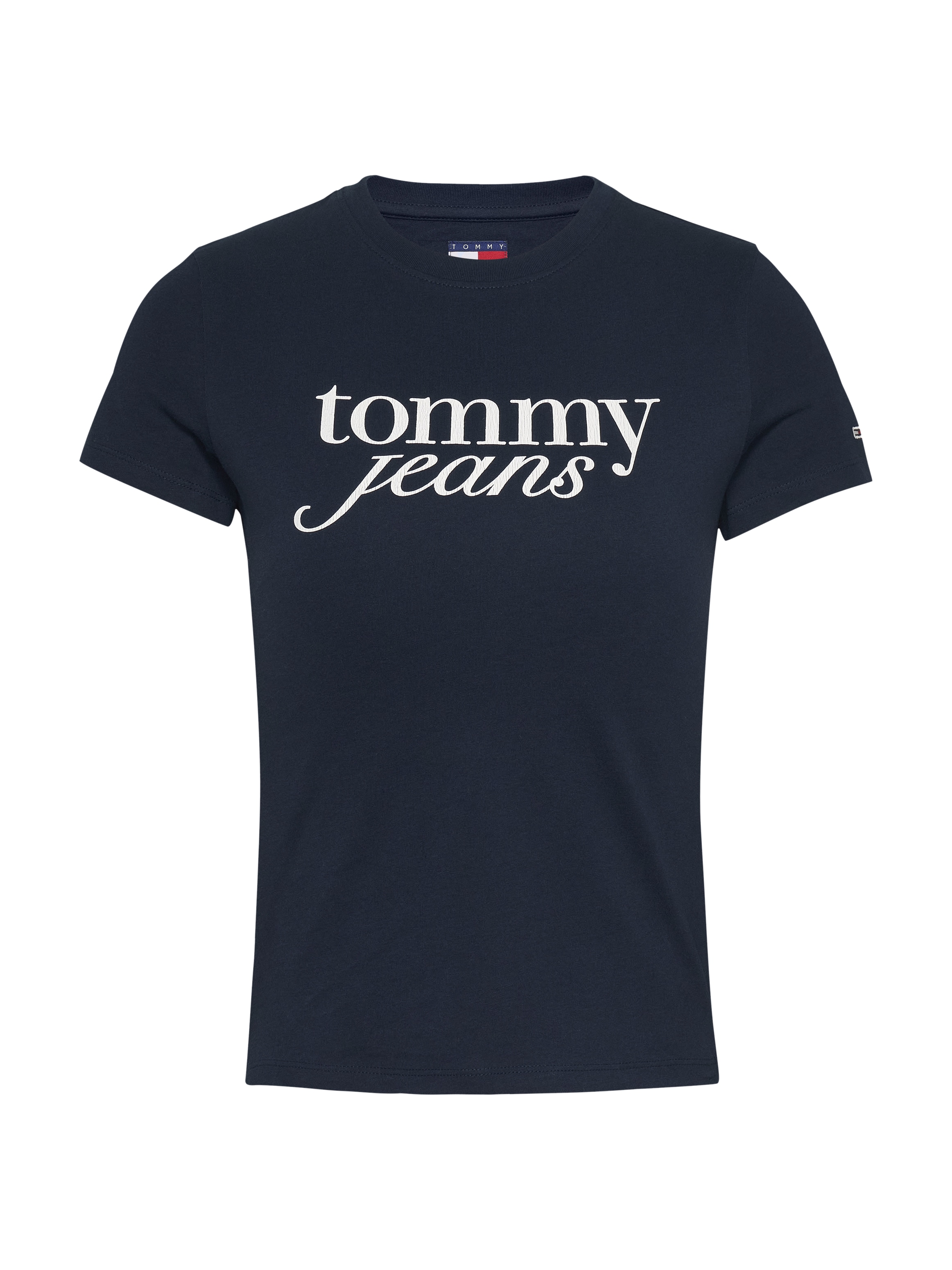 Tommy Jeans Curve Rundhalsshirt »Shirt TJW SLIM ESSENTIAL«, in Großen Größen, Logo-Print auf Brusthöhe, mit Logostickerei