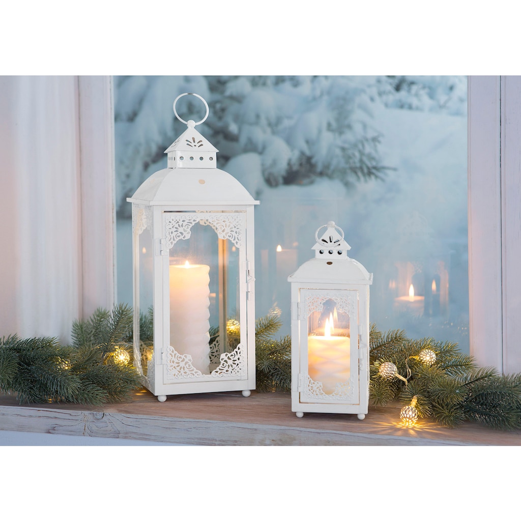 Home affaire Kerzenlaterne »Weihnachtsdeko«, (Set, 2 St.), mit filigranen Ornamenten