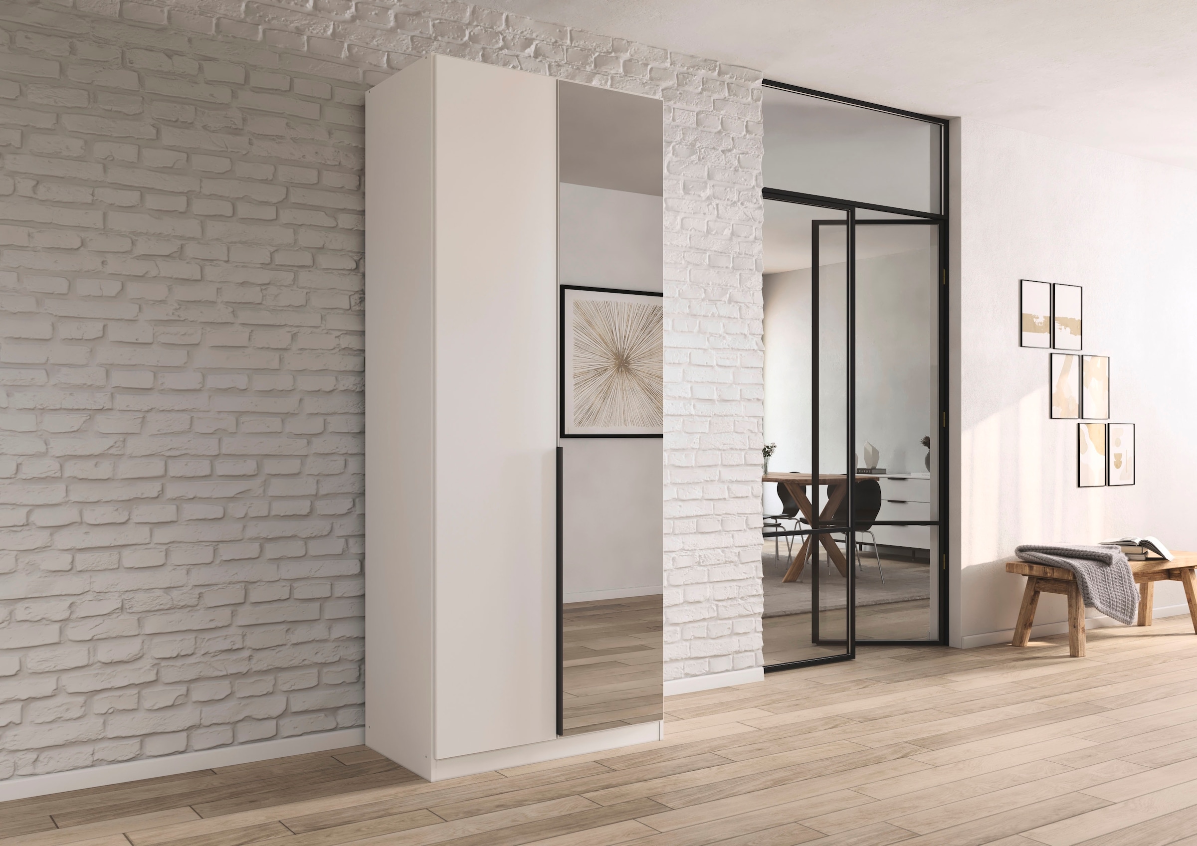 OTTO home Drehtürenschrank »Kleiderschrank Schrank Garderobe AGORDO mit Dekor- oder Hochglanzfront« in zwei Griff-Farben, Breiten 91-405 cm,  durchdachte Innenausstattung, in 8 Breiten und 2 Höhen MADE IN GERMANY