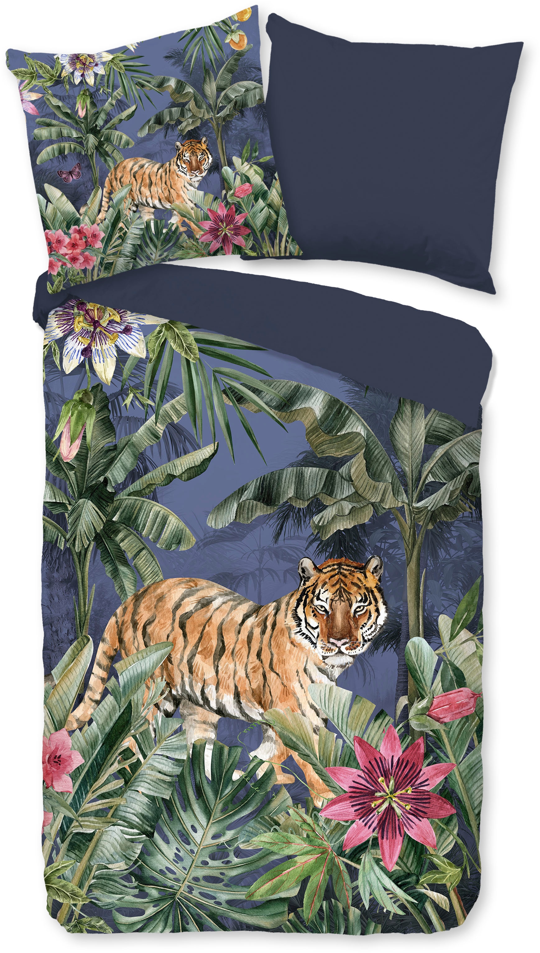 PURE luxury collection Wendebettwäsche »Kane«, Mikrofaser, 135x200, Pflegeleicht, Reißverschluss, Wendeoptik, Tiger