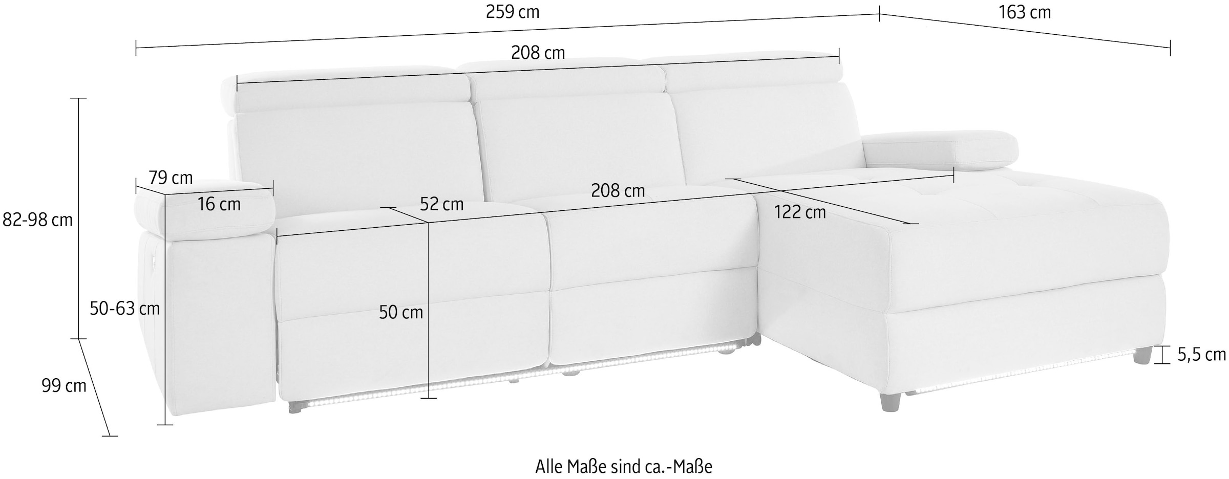 Home affaire Ecksofa »Kilado, L-Form,« mit Relaxfunktion, verstellbarer Armlehne, Kopfteilverstellung