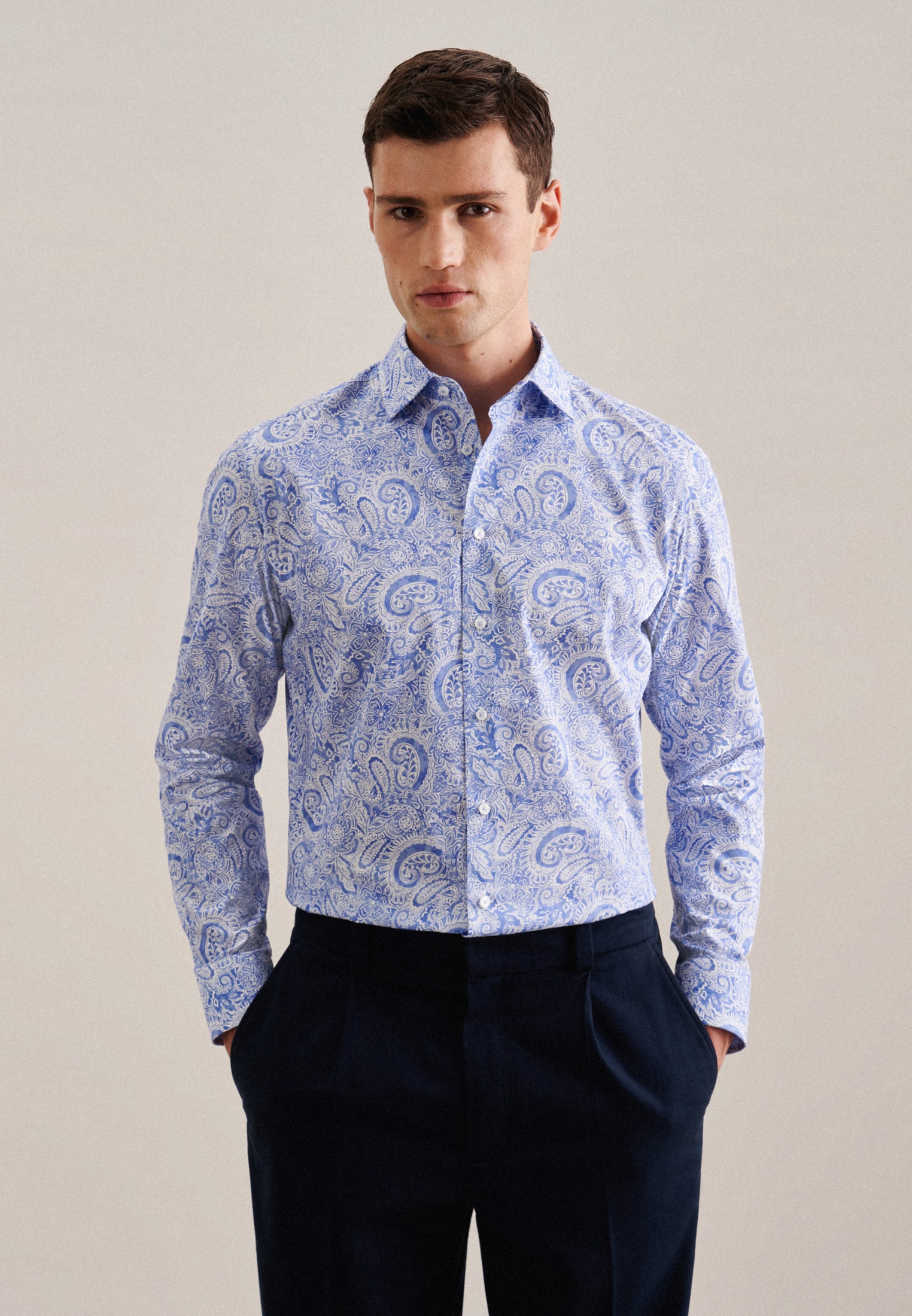 seidensticker Businesshemd »Slim«, Slim Langarm Kentkragen Paisley
