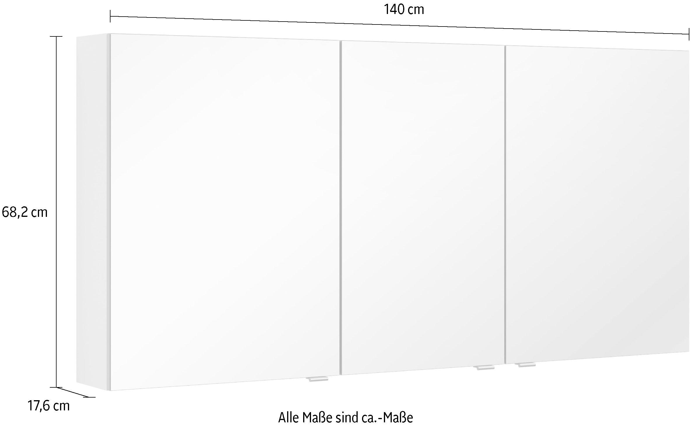 mit mit »3980«, vormontiert Spiegelschrank doppelseitig 3 Garantie Jahren XXL verspiegelten Türen, MARLIN