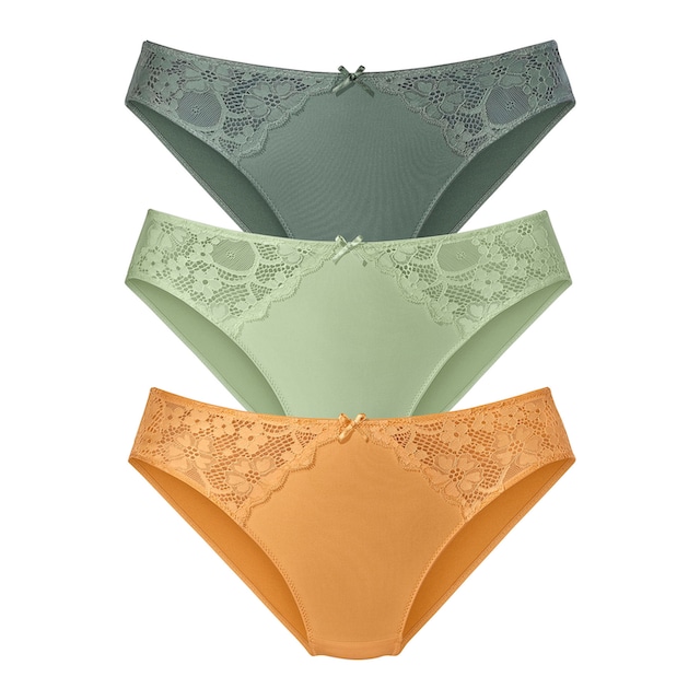 (3 St.), Seiten petite transparenter leicht den mit Jacquardspitze ♕ bei fleur an Slip,