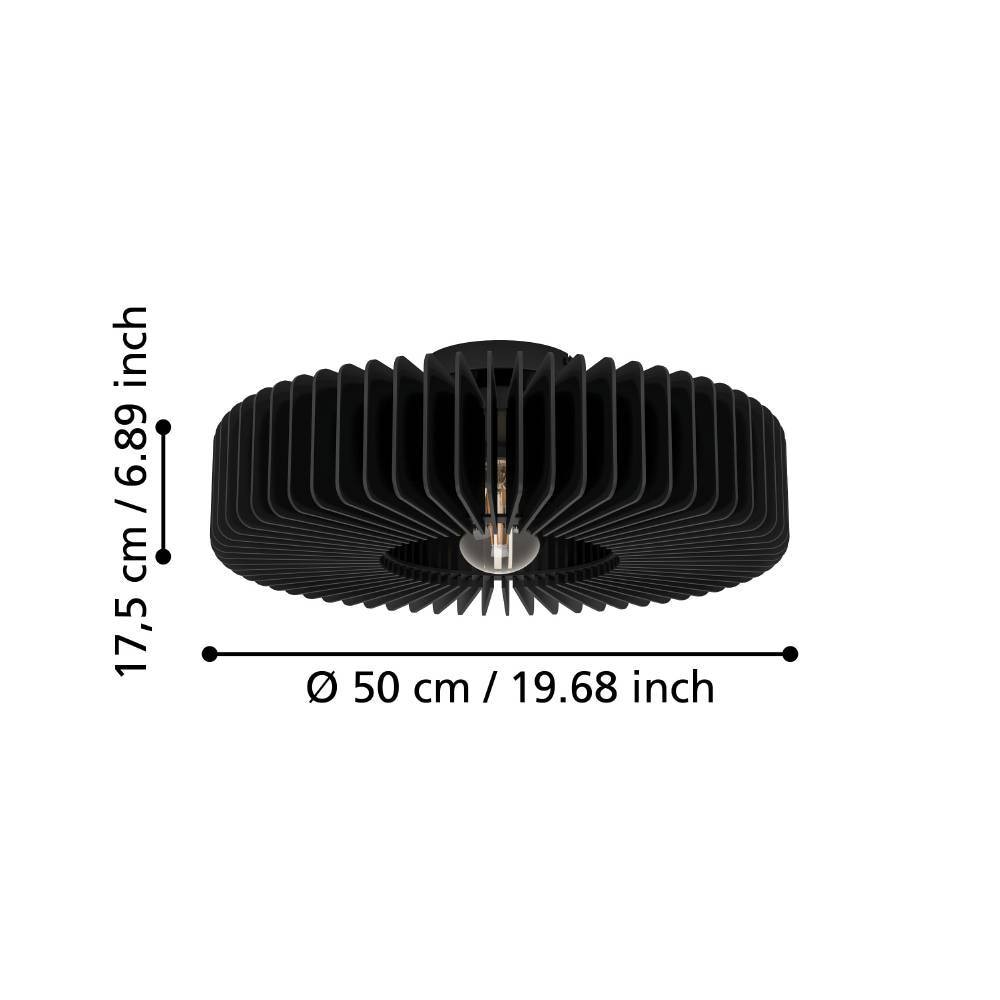 EGLO Deckenleuchte »PALOMBAIA«, 1 flammig, Leuchtmittel E27 | ohne Leuchtmittel, Deckenlampe, Wohnzimmerlampe aus Holz in Schwarz, E27 Fassung, Ø 50 cm