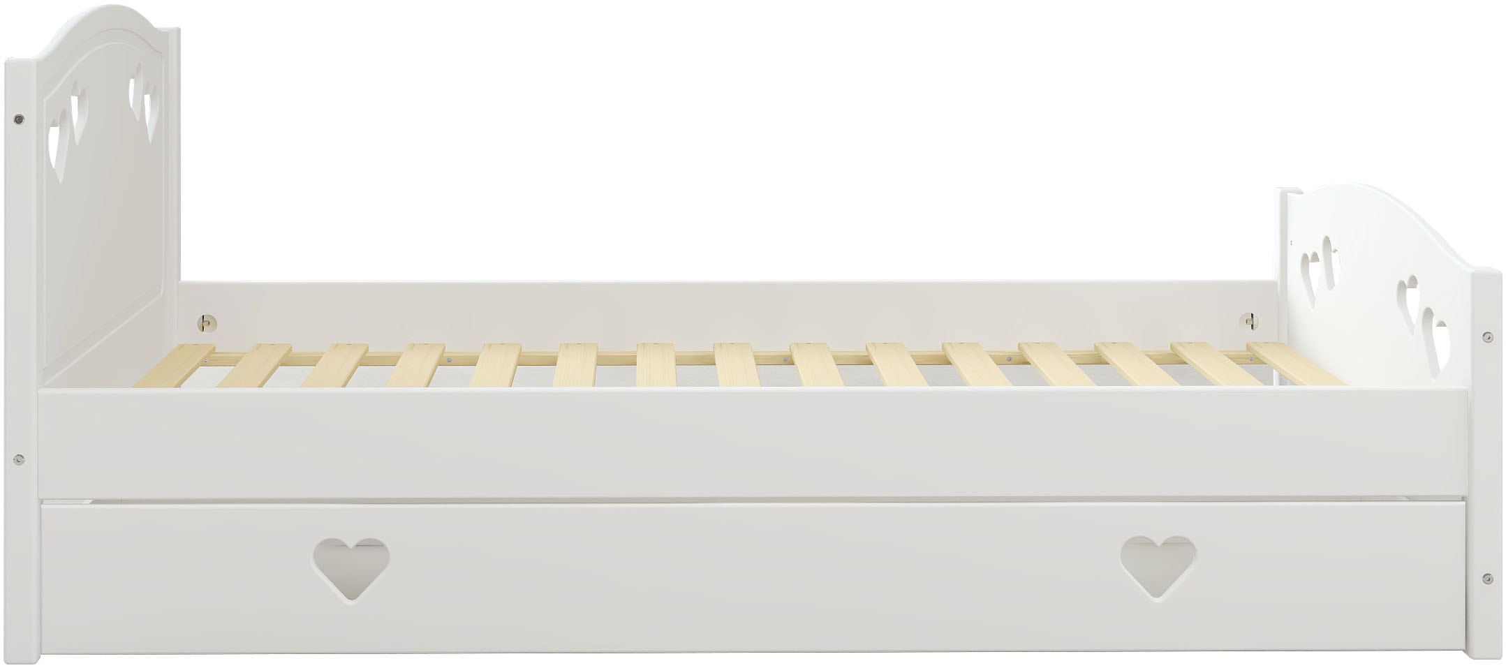 Lüttenhütt Jugendbett »Beeke, Kinderbett, mit Matratze + Schublade,«, (4 tlg., Komplettbett inklusive Lattenrost, Bettkasten und Matratze), FSC®-zertifiziert, viel Stauraum, bis 100 KG belastbar
