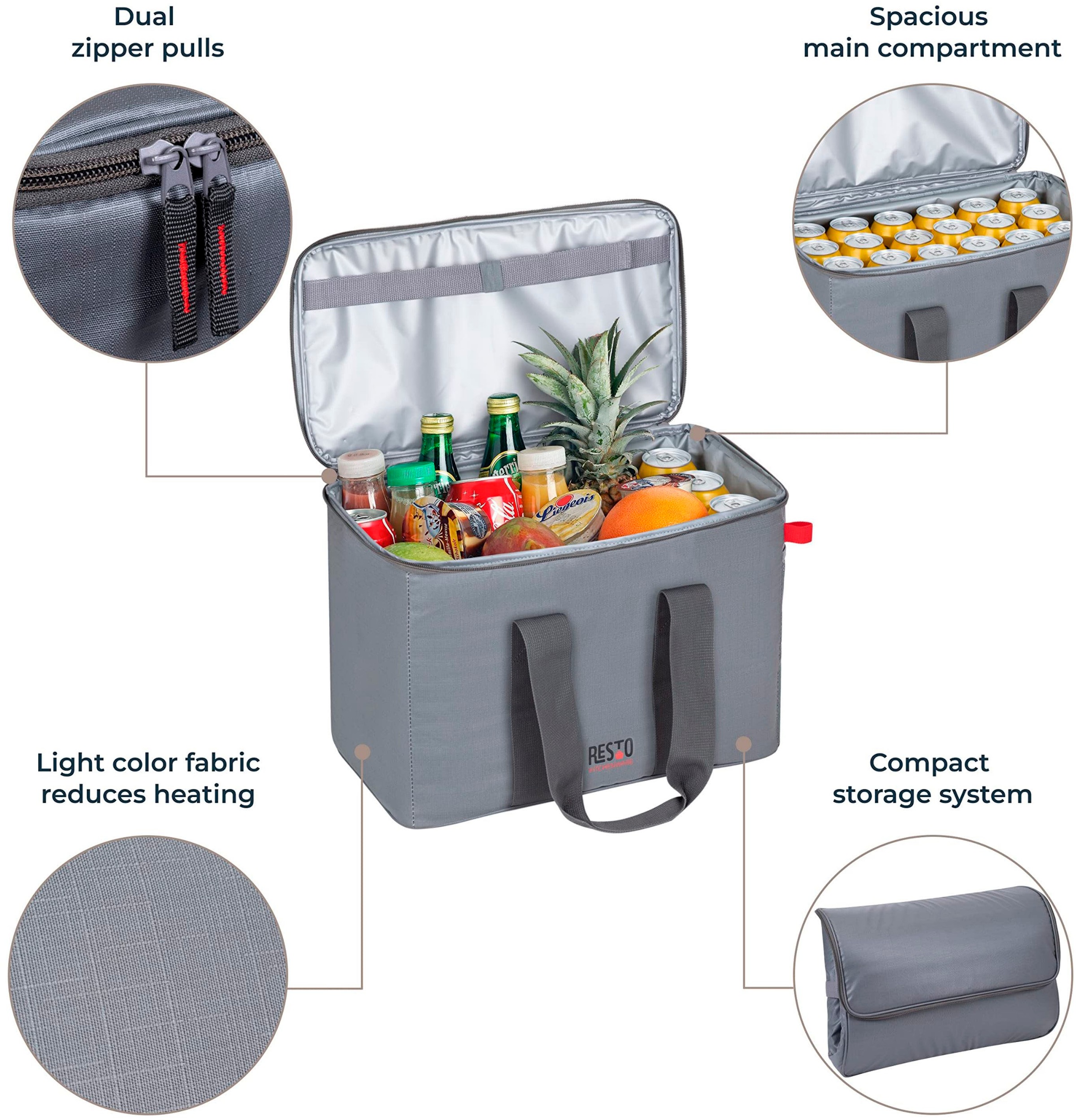 RESTO Kitchenware Kühltasche »Polis faltbare Picknicktasche Lunchtasche Thermotasche Isoliertasche«, Witterungsbeständig und absolut auslaufsicher