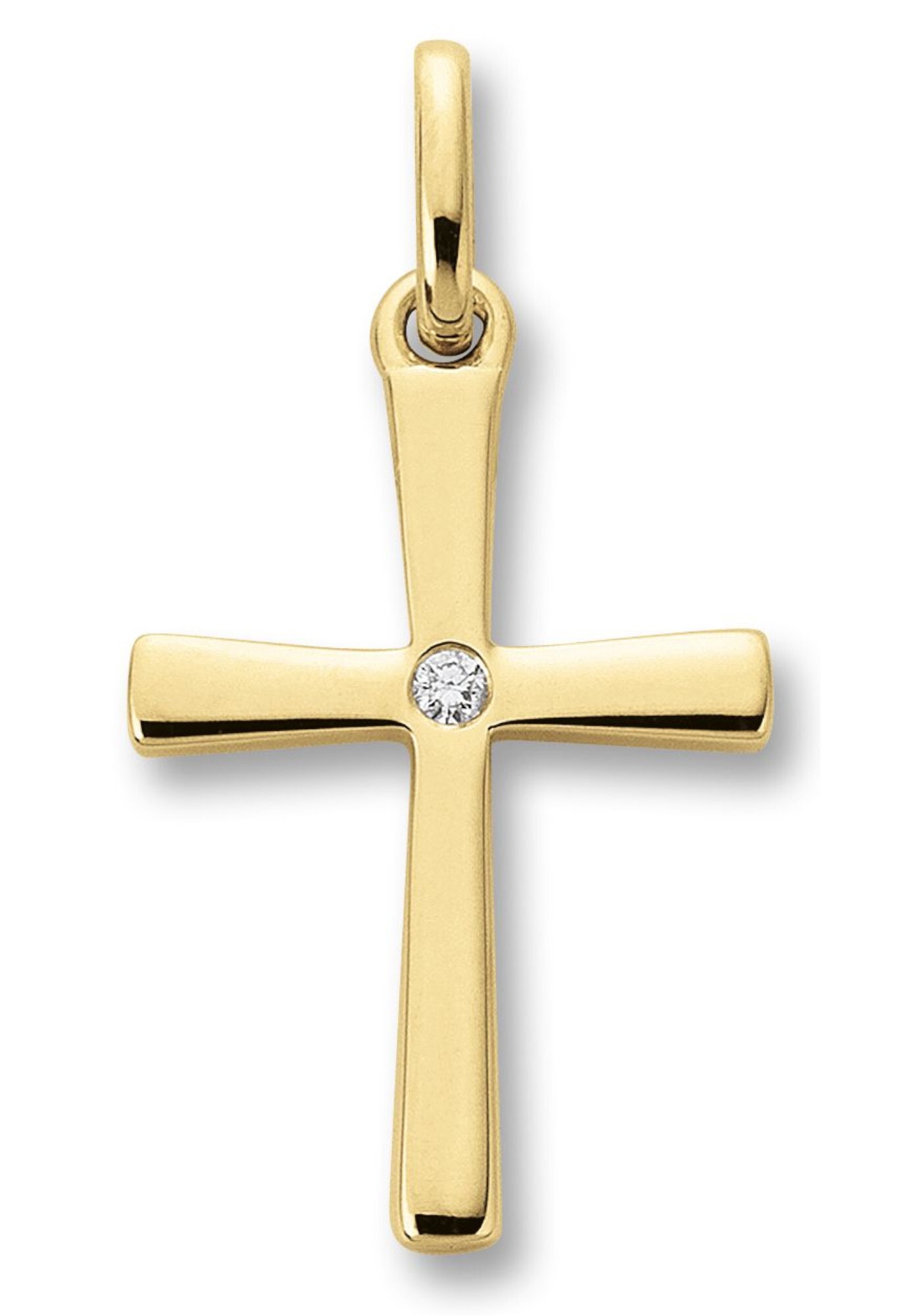 ONE ELEMENT Kreuzanhänger »0.01 ct Diamant Brillant Anhänger aus 585 Gelbgold«, Religion