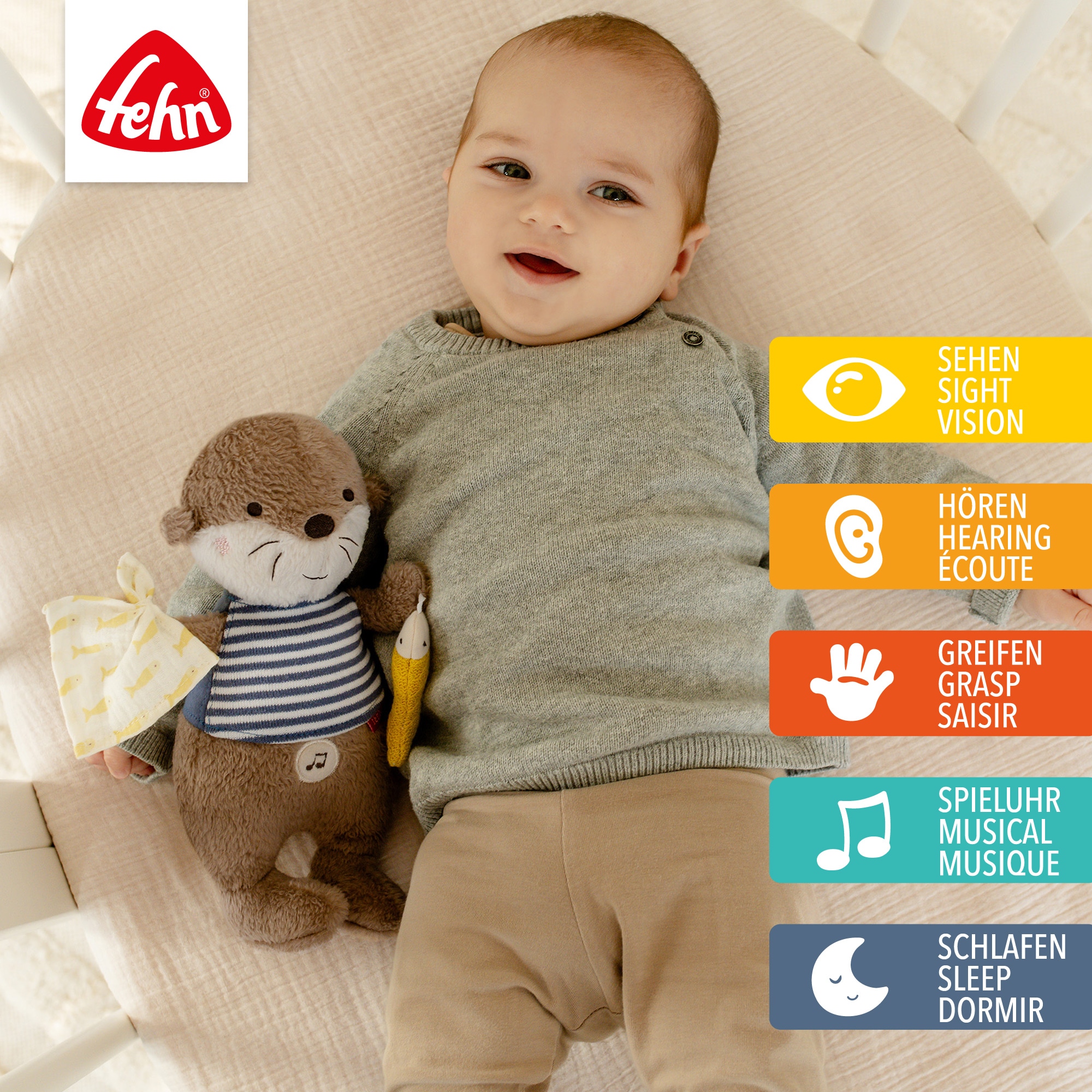 Fehn Kuscheltier »Otter Theo, Einschlafhilfe Otter« mit Sound