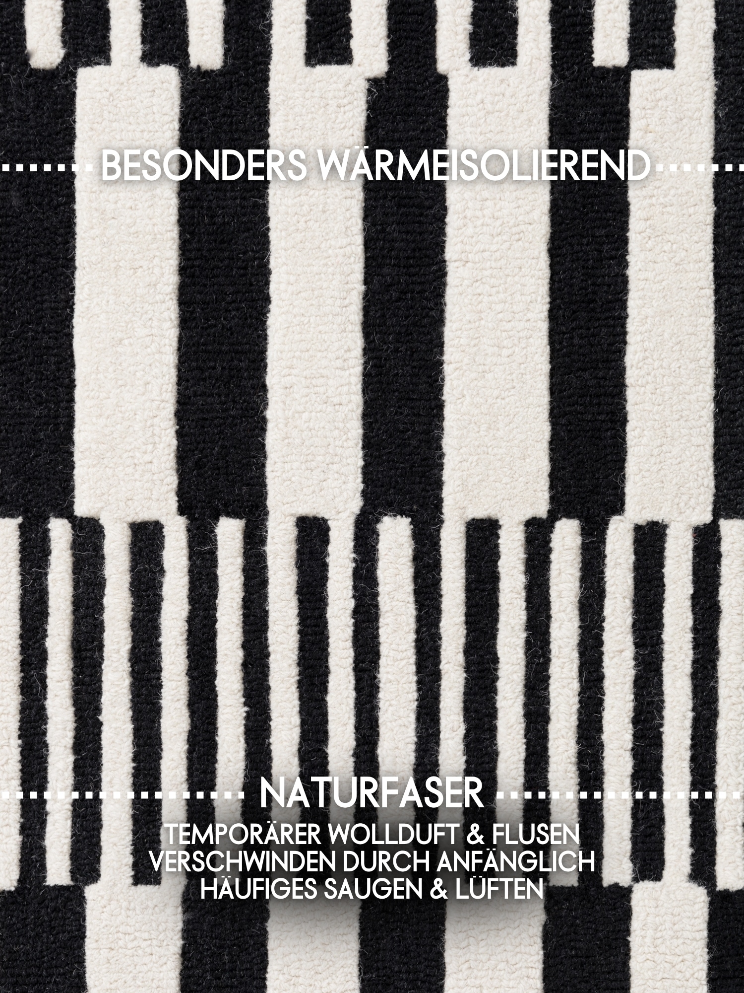 ELLE DECORATION Wollteppich »Pulse« rechteckig 12 mm Höhe Wolle, Natur, Wohnzimmer, Schlafzimmer, Modern, Geometrisch, Streifen