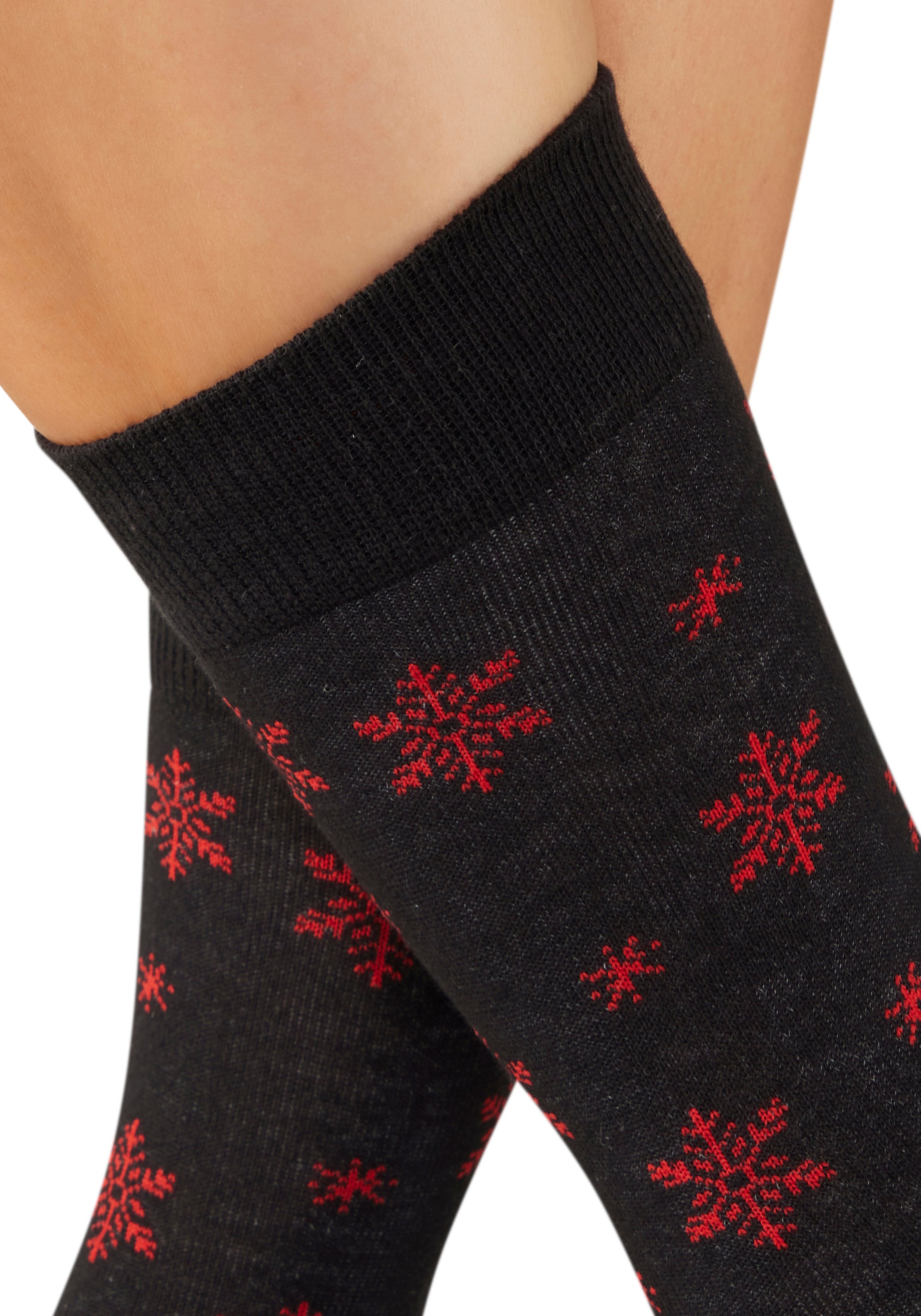 LASCANA Socken Packung, 3 Paar tlg. mit weihnachtlichem Dackelmotiv