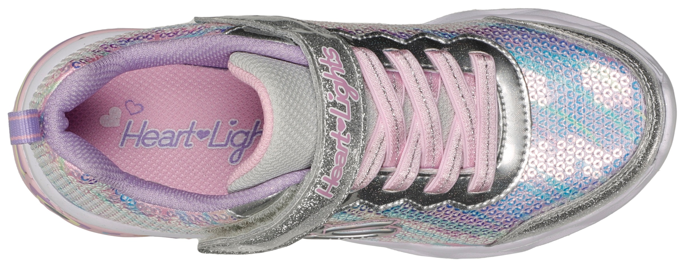 Skechers Kids Sneaker »SWEETHEART LIGHTS«, Klettschuh, Freizeitschuh, Blinkschuh mit schimmerndem Metallic Look