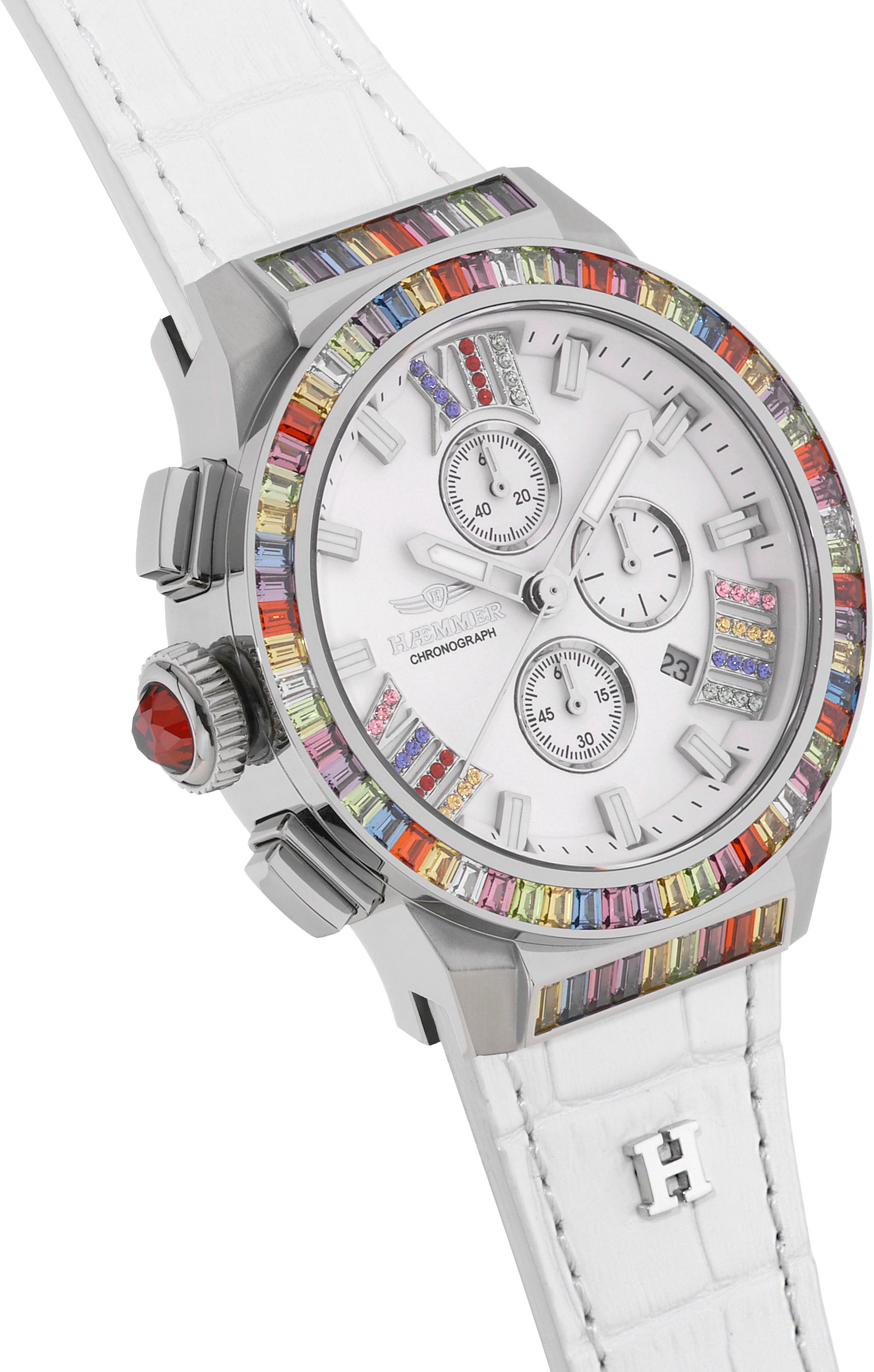 HAEMMER GERMANY Chronograph »GLORIOUS«, Quarzuhr, Damenuhr, Datum, Stoppfunktion, Saphirglas, Lederarmband