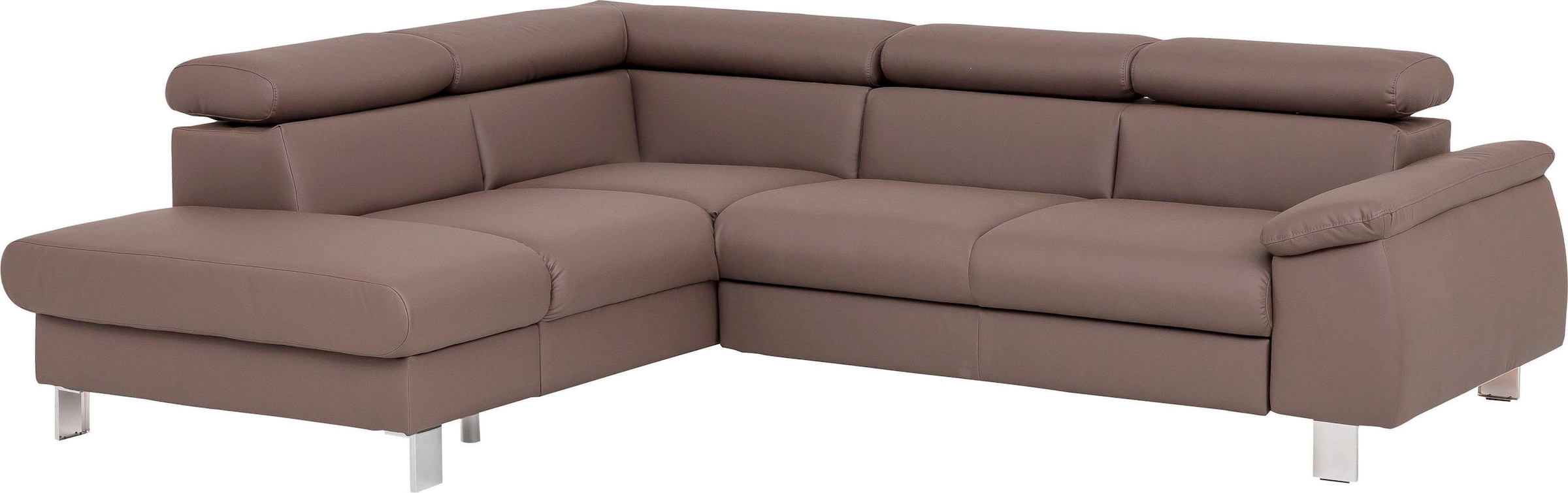COTTA Polstergarnitur »Komaris L-Form«, (Set), Set bestehend aus: Ecksofa mit Kopfteilverstellung & Hocker