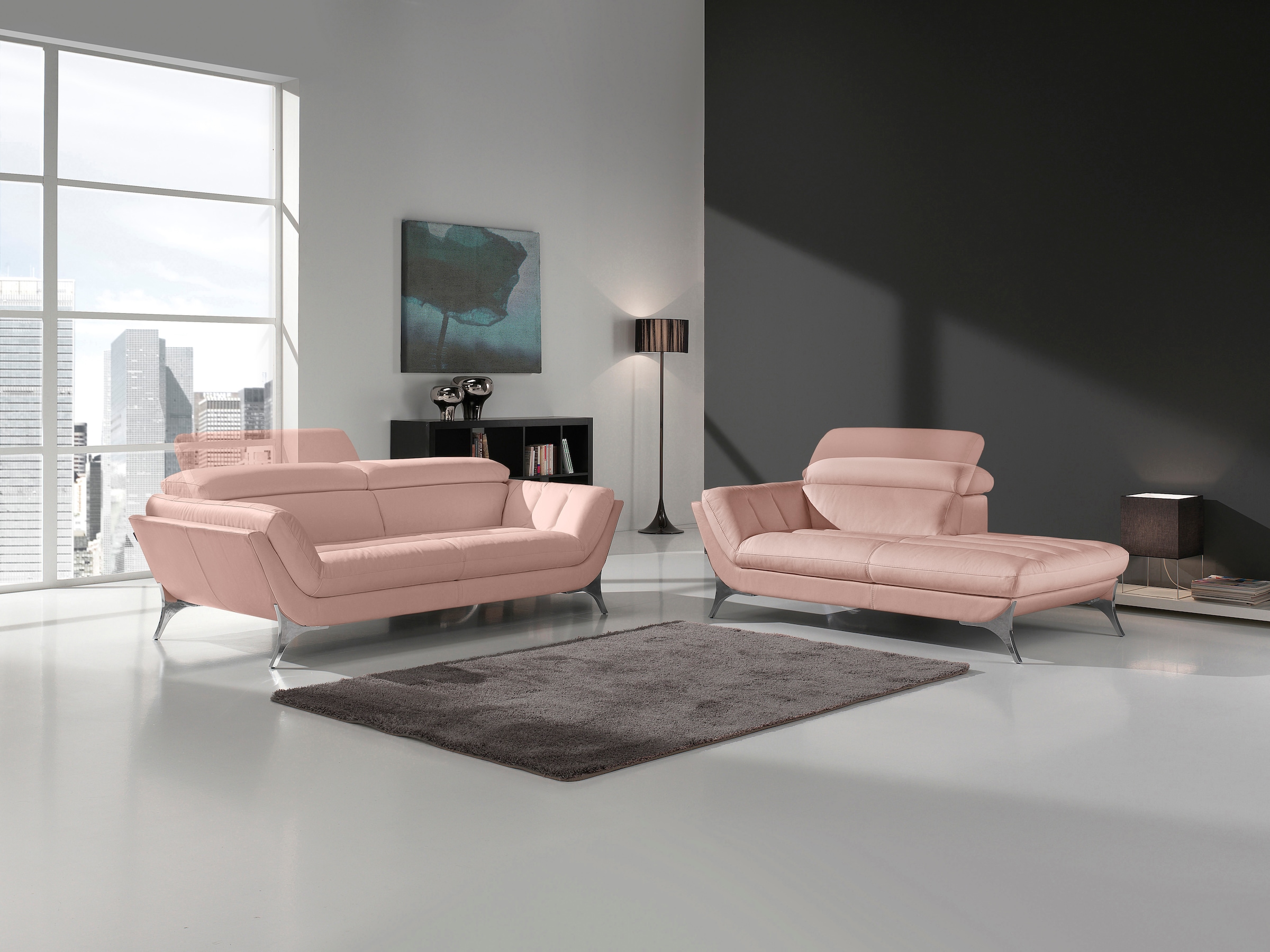 Leder Sofa Set: »Sueli«, und Egoitaliano Kopfteilverstellung, bestellen bestehend auf aus Bezug Polstergarnitur (Set), Recamiere, inklusive Rechnung