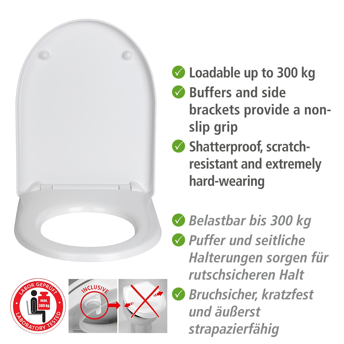 WENKO WC-Sitz »Sindia«, belastbar mit bis zu 300 kg