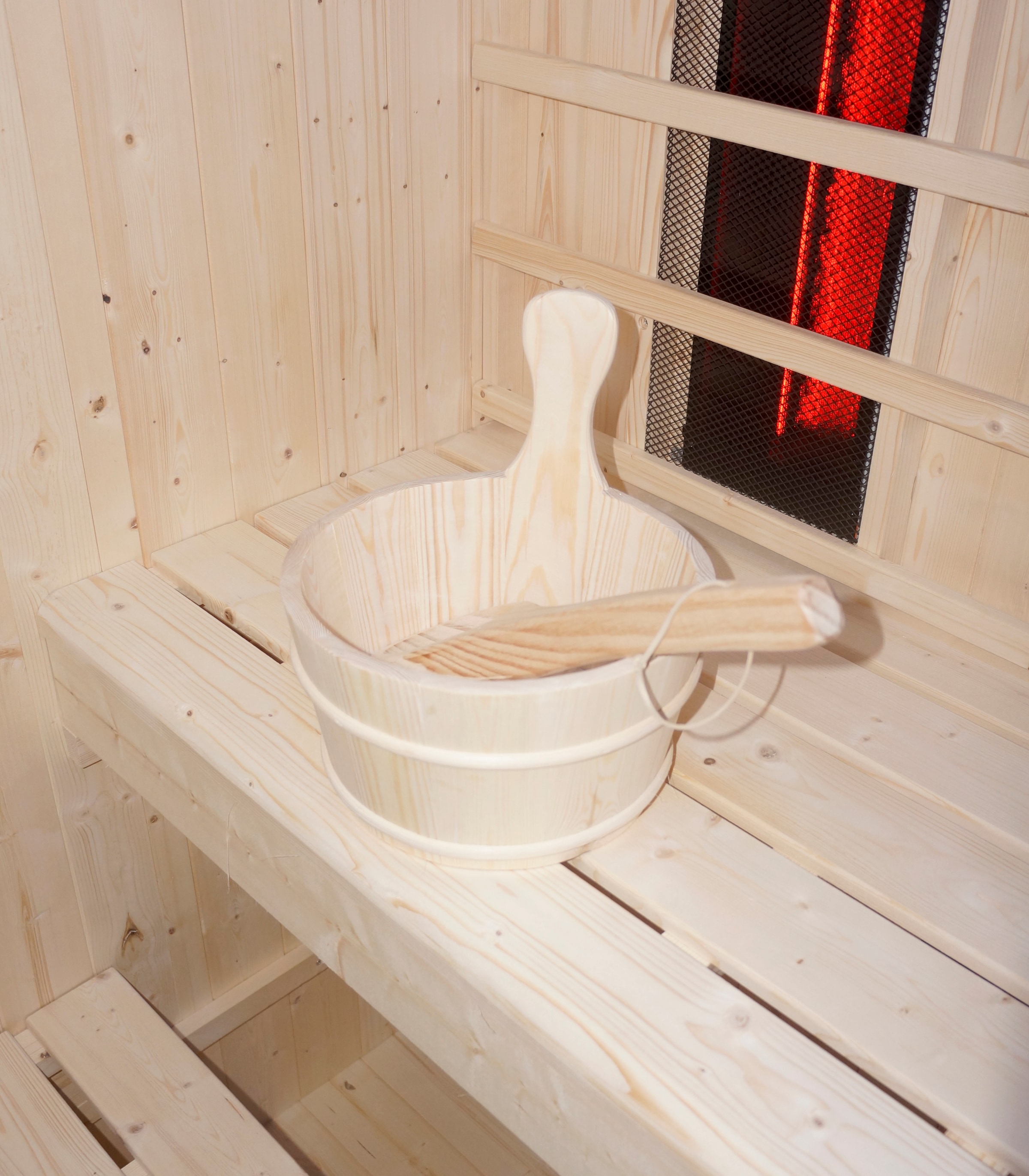 Sanotechnik Sauna »»LAHTI« Außensauna mit Infrarotkabine« geeignet für 6 Personen, Fichetnholz