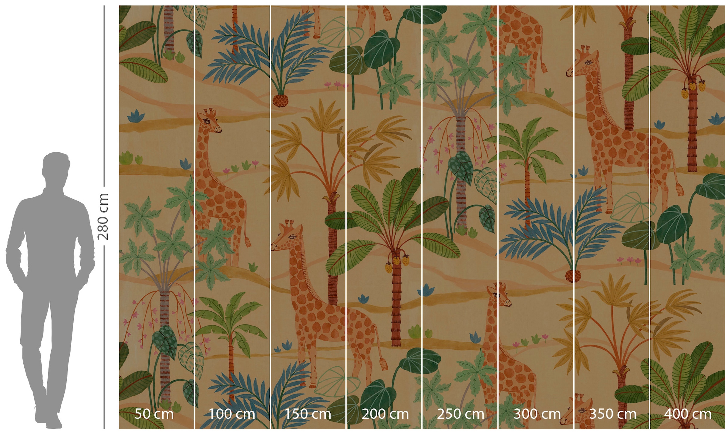 Komar Vliestapete »Digitaldruck Vlies -  Giraffe Crew - Größe 400 x 280 cm« bedruckt glatt Kinderzimmer