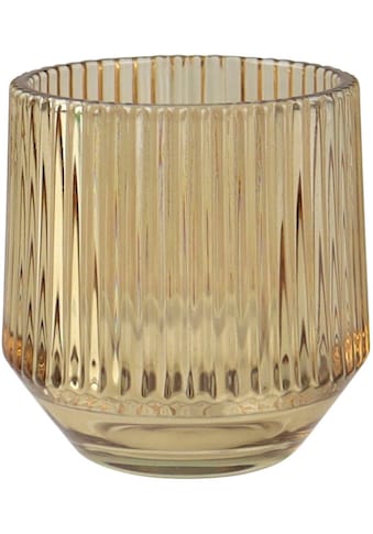 Windlicht »mit Rillen«, (Set, 4 St.), Teelichthalter aus Glas, Ø ca. 9,5 cm