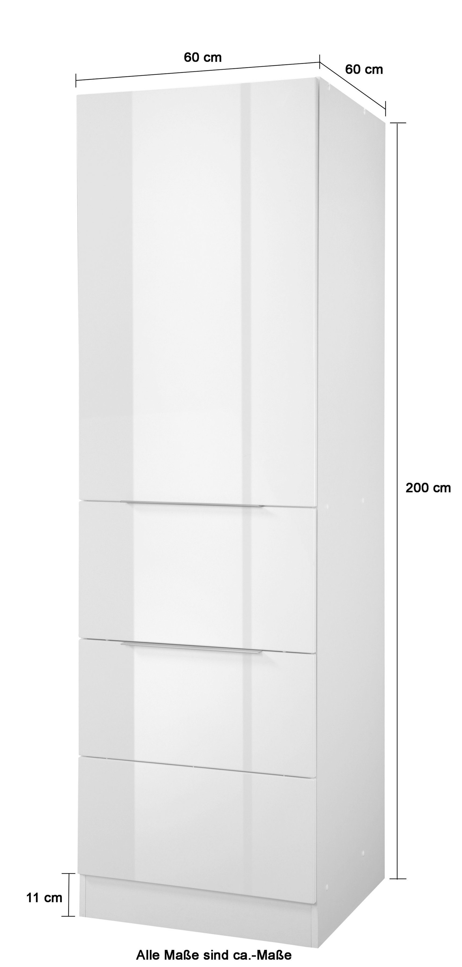 Kochstation Seitenschrank »KS-Brindisi«, 60 cm breit, 200 cm hoch, viel Stauraum