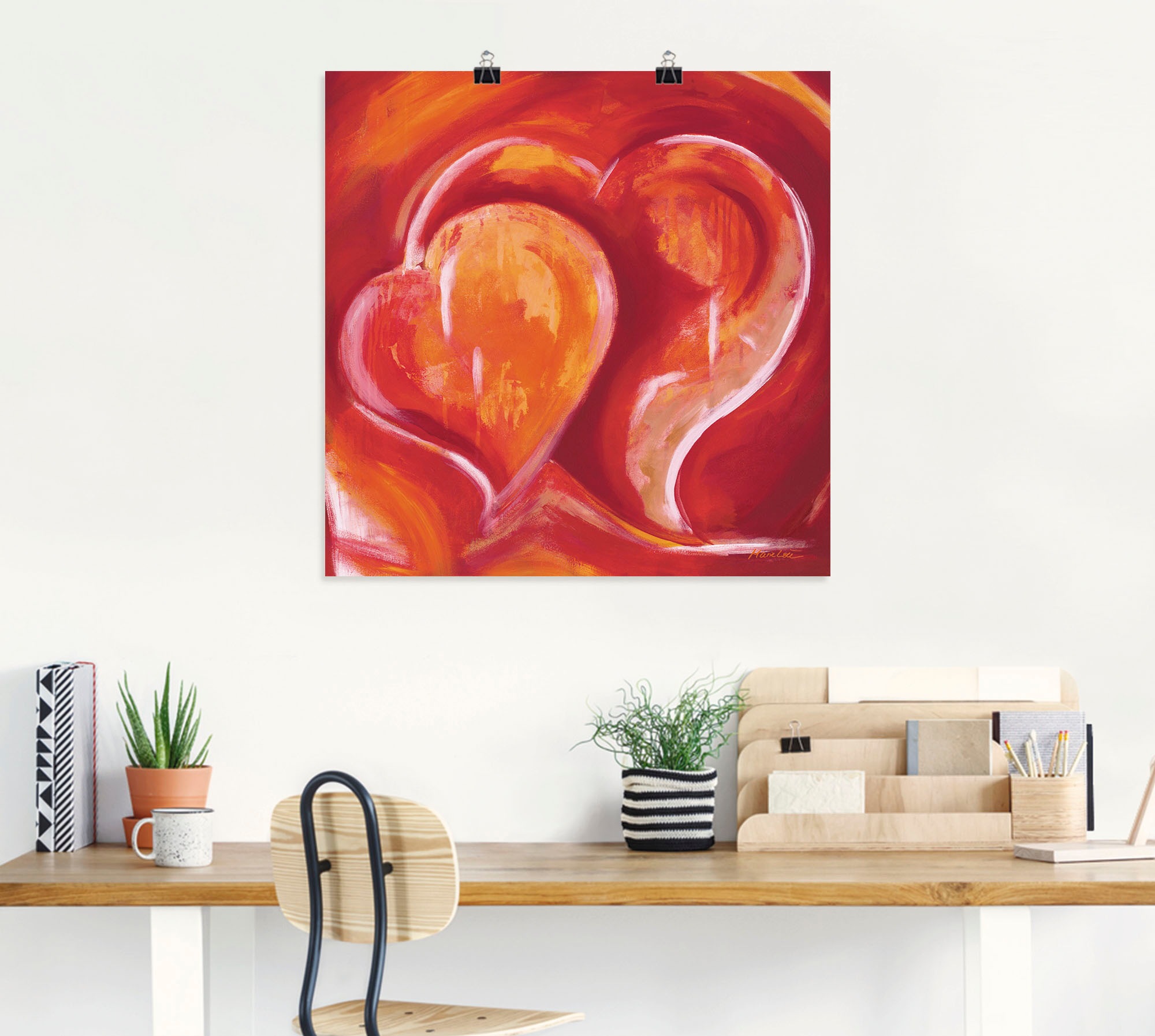 Artland Wandbild »Abstrakte Herzen - Rot«, Herzbilder, (1 St.), als  Leinwandbild, Poster in verschied. Größen auf Raten bestellen