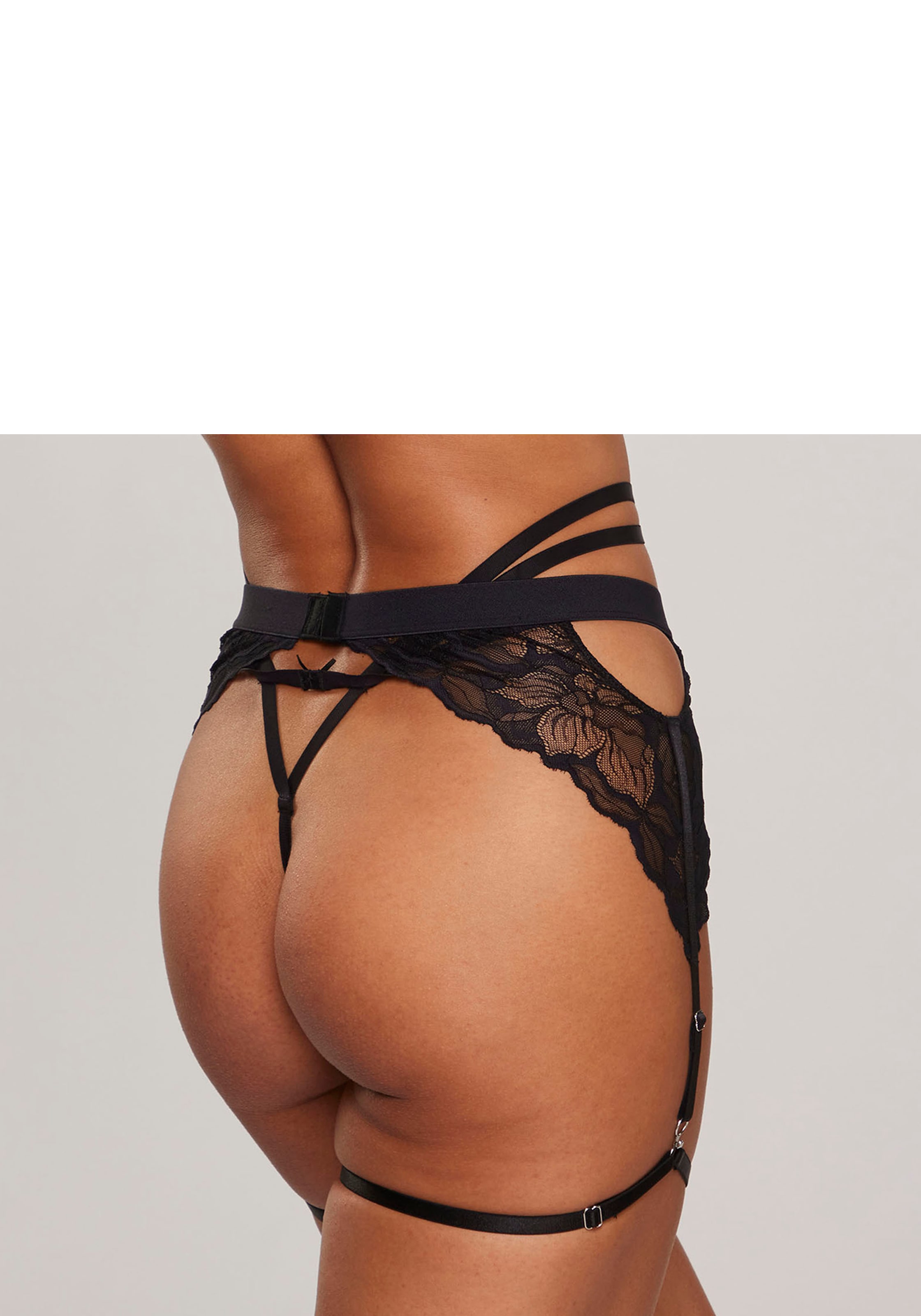 LASCANA Strapsgürtel aus edler, dezent transparenter Spitze mit dekorativen Bändchen