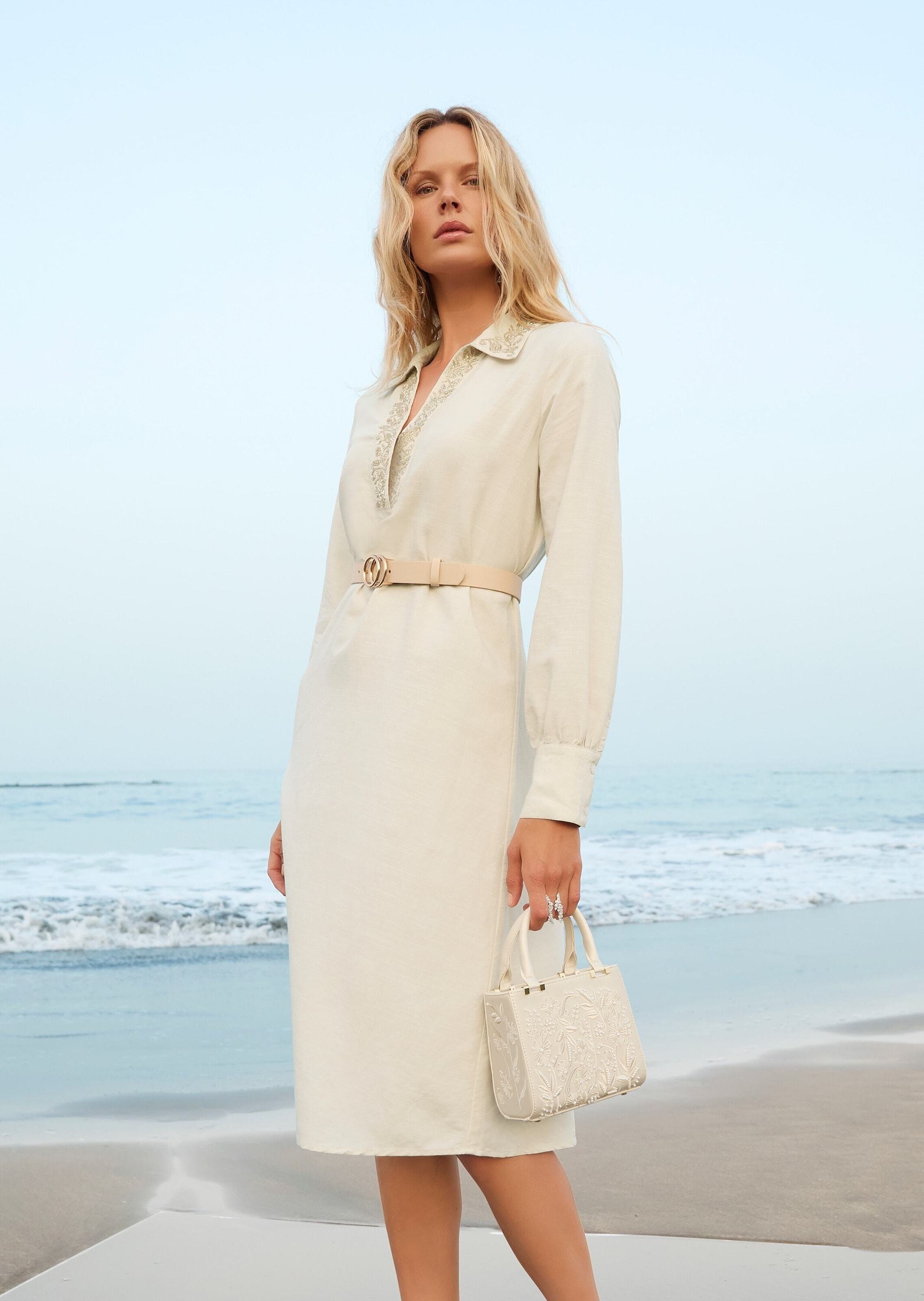 MADELEINE Sommerkleid »Midikleid Viskosekleid mit Stäbchen-Pailletten« Stäbchen-Pailetten