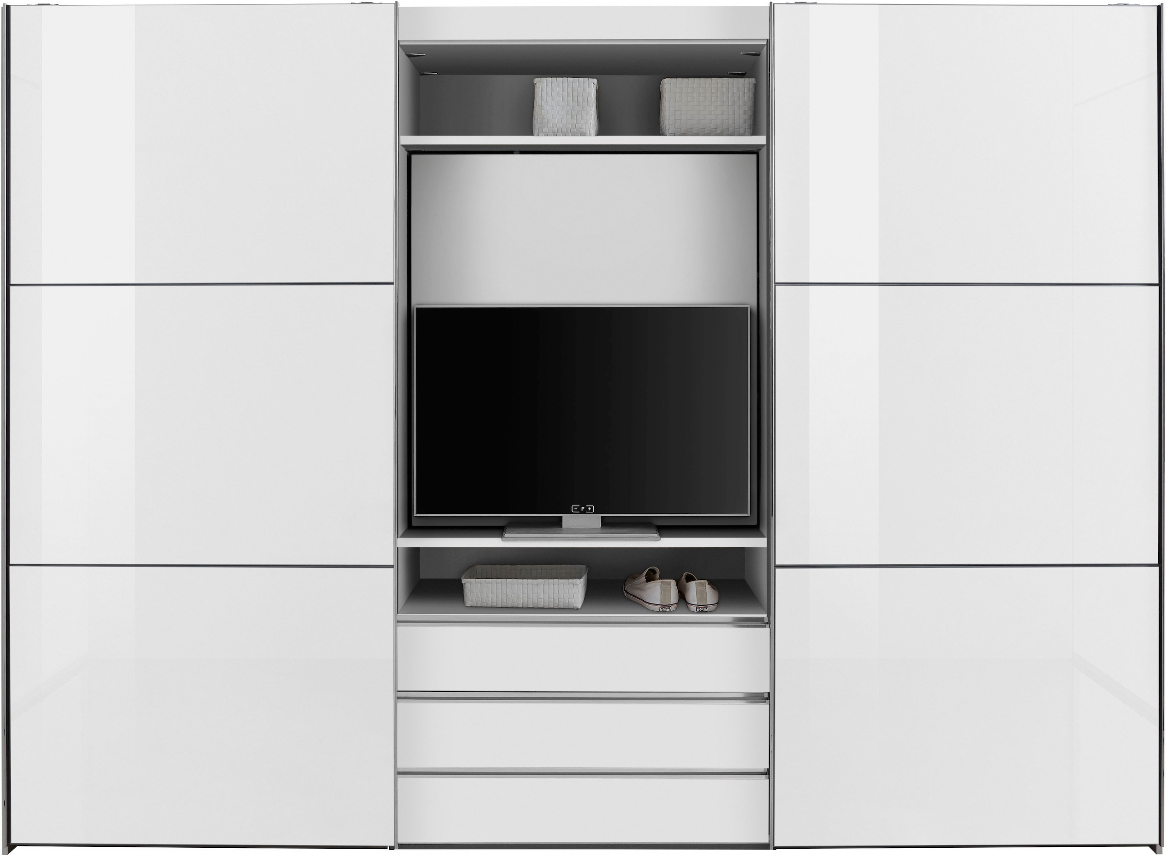 Wimex Schwebetürenschrank »Magic by fresh to go«, tolles EXTRA: mit drehbarem TV-Element, Fronten aus Glas
