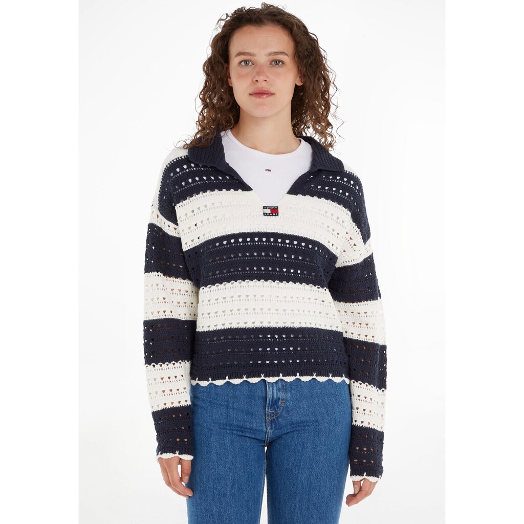Tommy Jeans Strickpullover »TJW SUMMER CROCHET SWEATER« mit gestricktem Kragen Tommy Jeans Strickpullover »TJW SUMMER CROCHET SWEATER« mit gestricktem Kragen