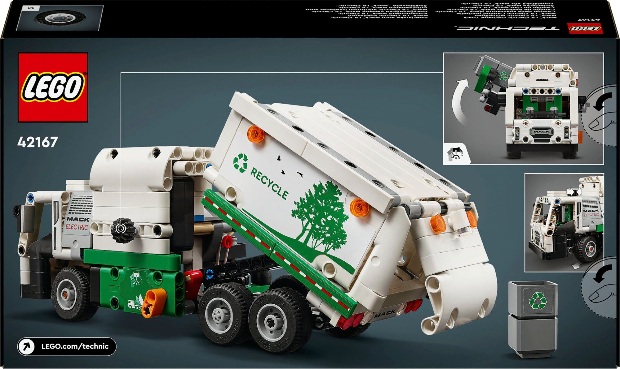 LEGO® Konstruktionsspielsteine »Mack® LR Electric Müllwagen (42167), LEGO Technic«, (503 St.), Made in Europe