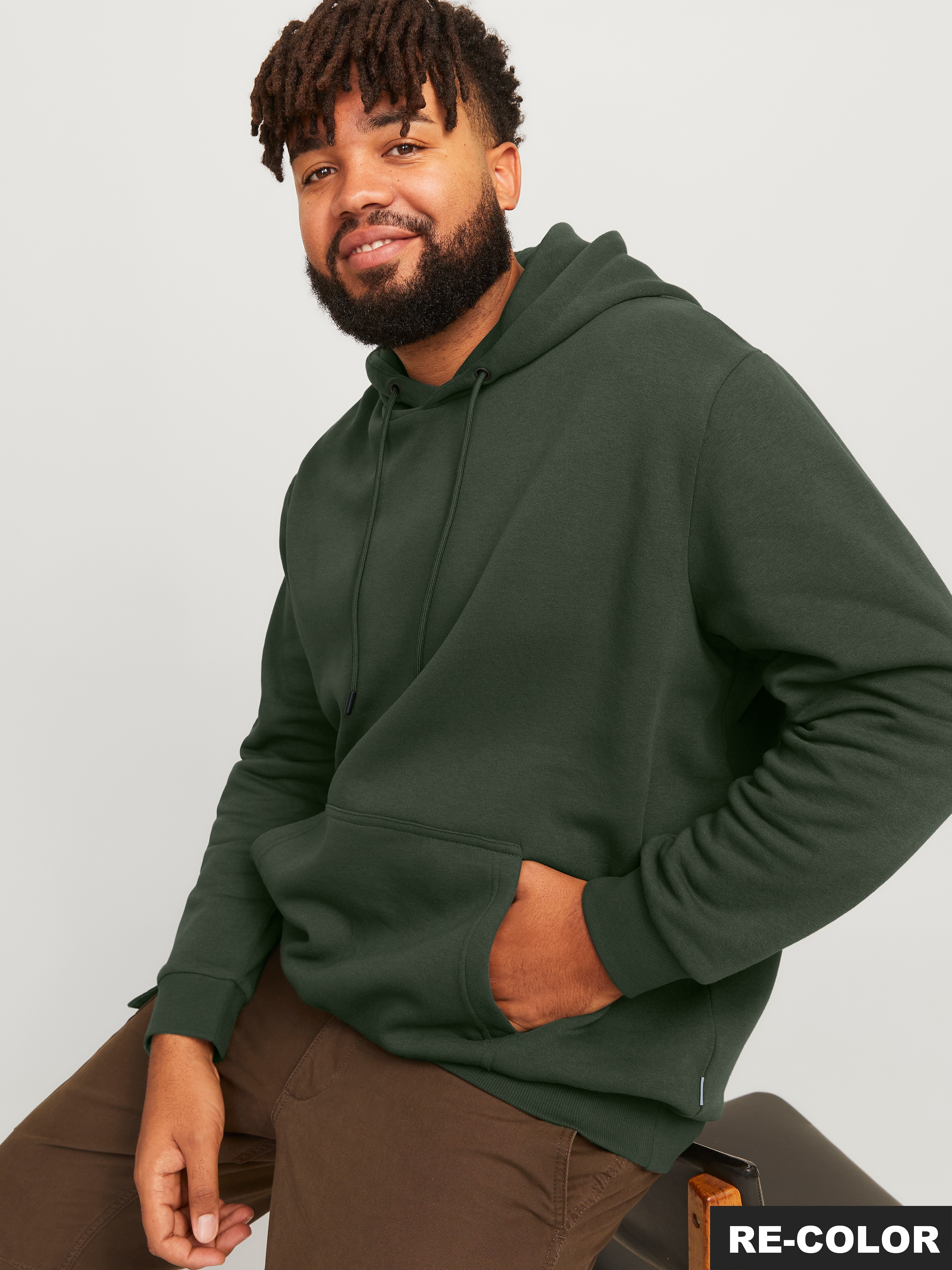 Jack & Jones PlusSize Kapuzensweatshirt »JJEBRADLEY SWEAT HOOD NOOS PLS«, mit Rippbündchen