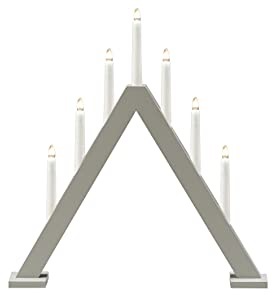 KONSTSMIDE Fensterleuchter »Weihnachtsdeko«, 7 flammig, Leuchtmittel E10 | Leuchtmittel wechselbar, Holzleuchter, mattgrau lackiert, 7 klare Birnen