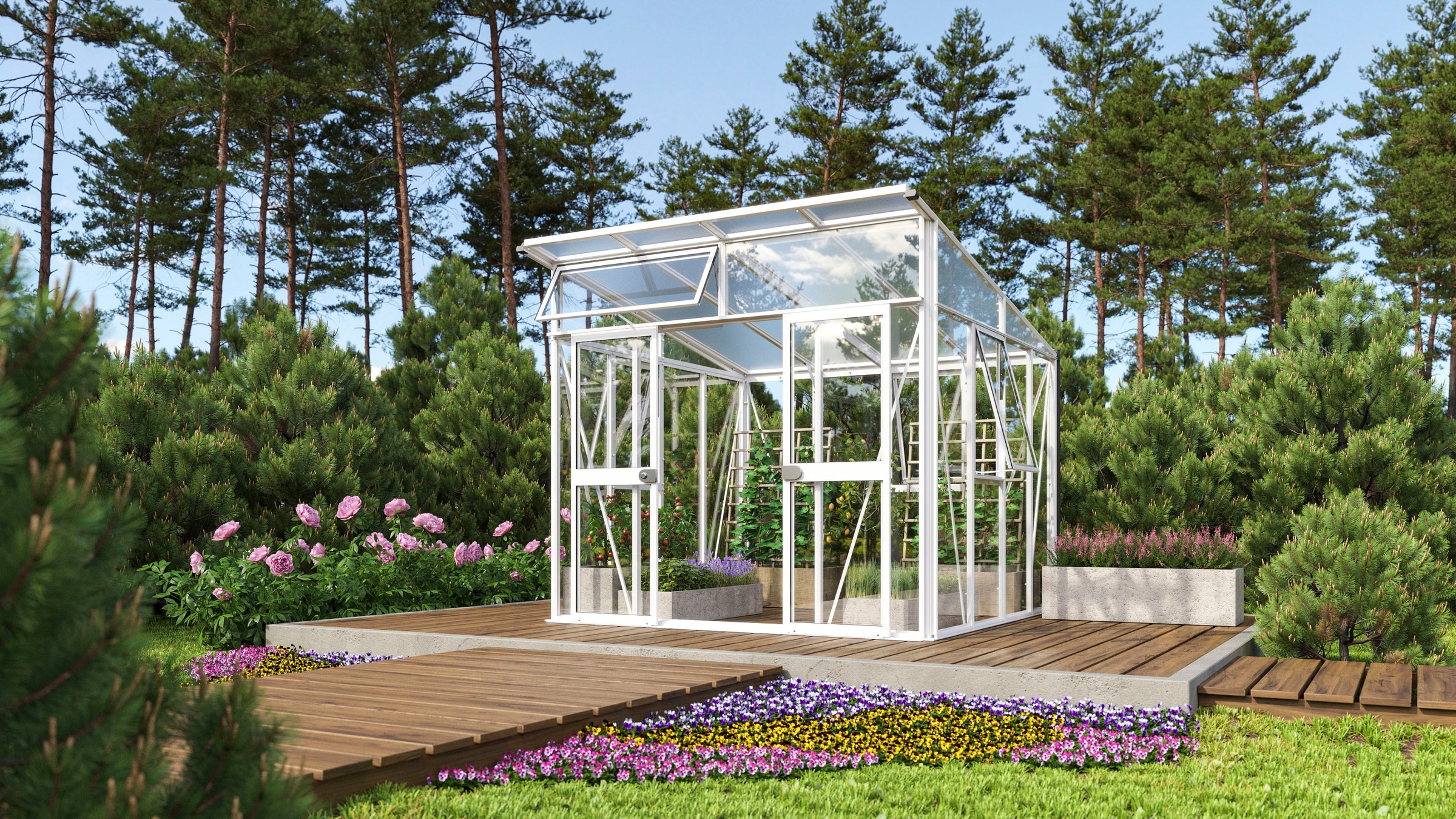 Vitavia Gewächshaus »Aura 7800«, Alu-Profile, 3 mm Sicherheitsglas, Dach 10 mm Hohlkammerplatten