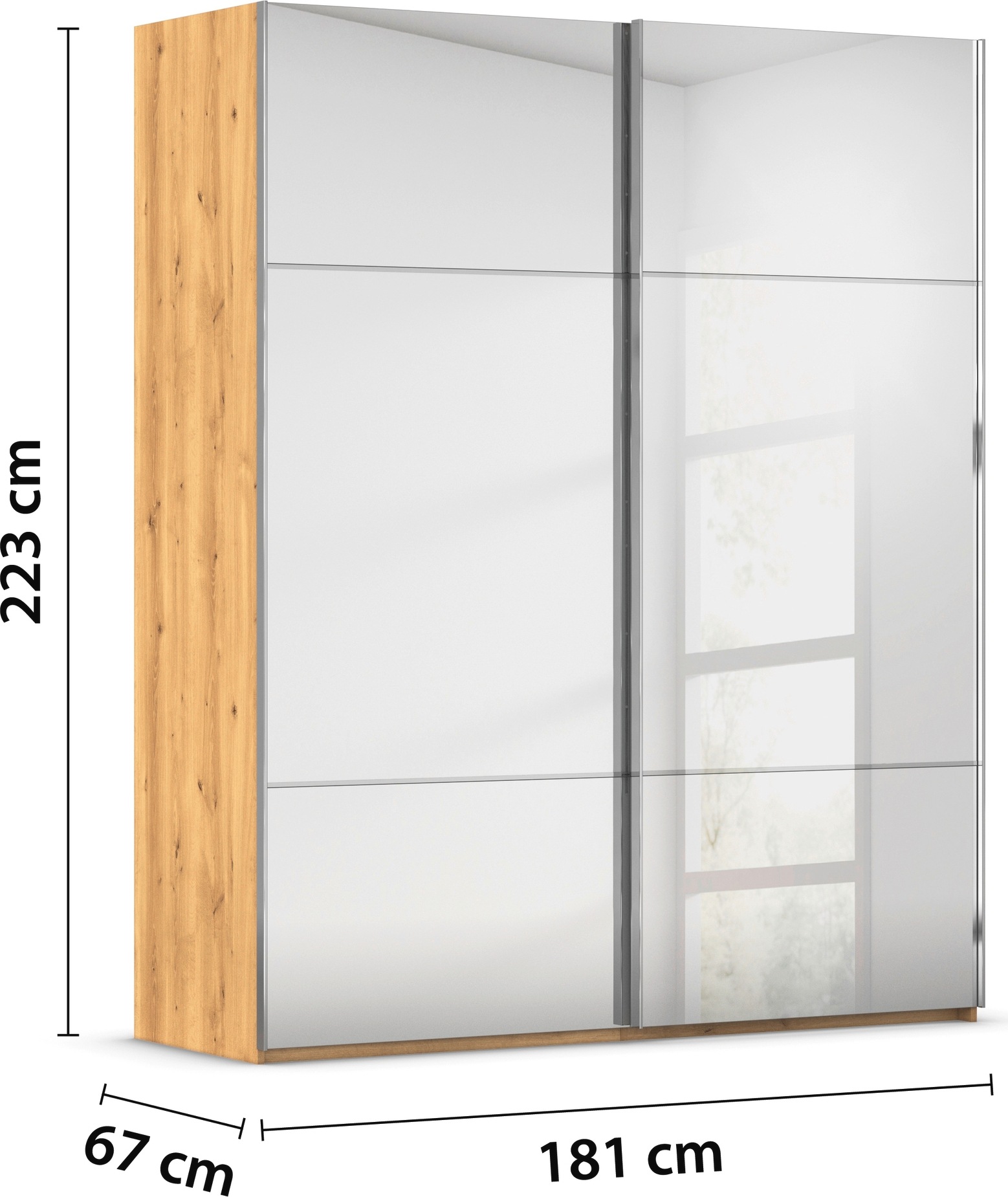 rauch Schwebetürenschrank »Kleiderschrank Schrank Garderobe Schlafzimmerschrank SCALE-TRIO« edle dreigeteilte Front mit 2 Zierleisten Spiegelfront MADE IN GERMANY