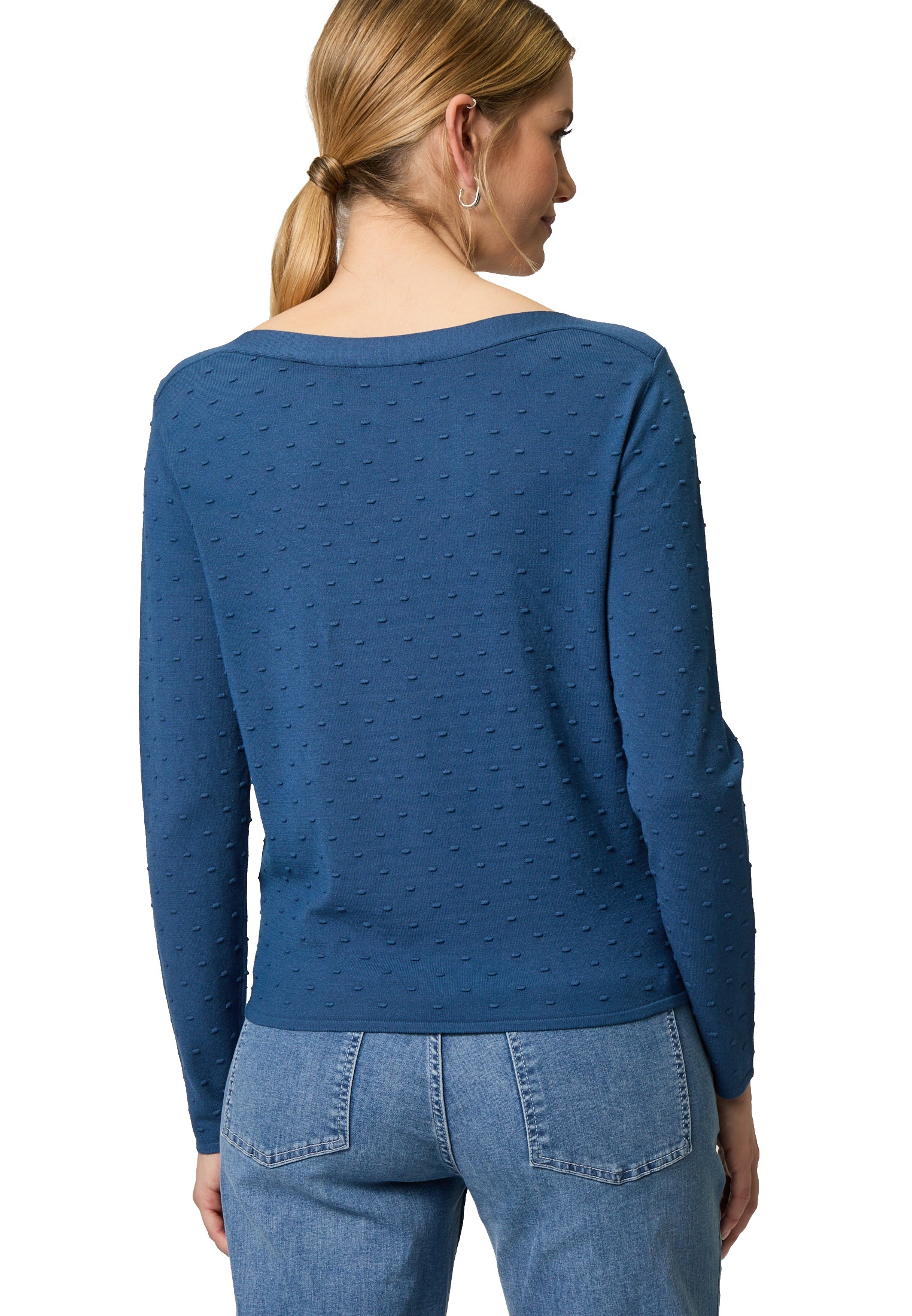 Zero Rundhalspullover »Pullover mit Punktstickerei«