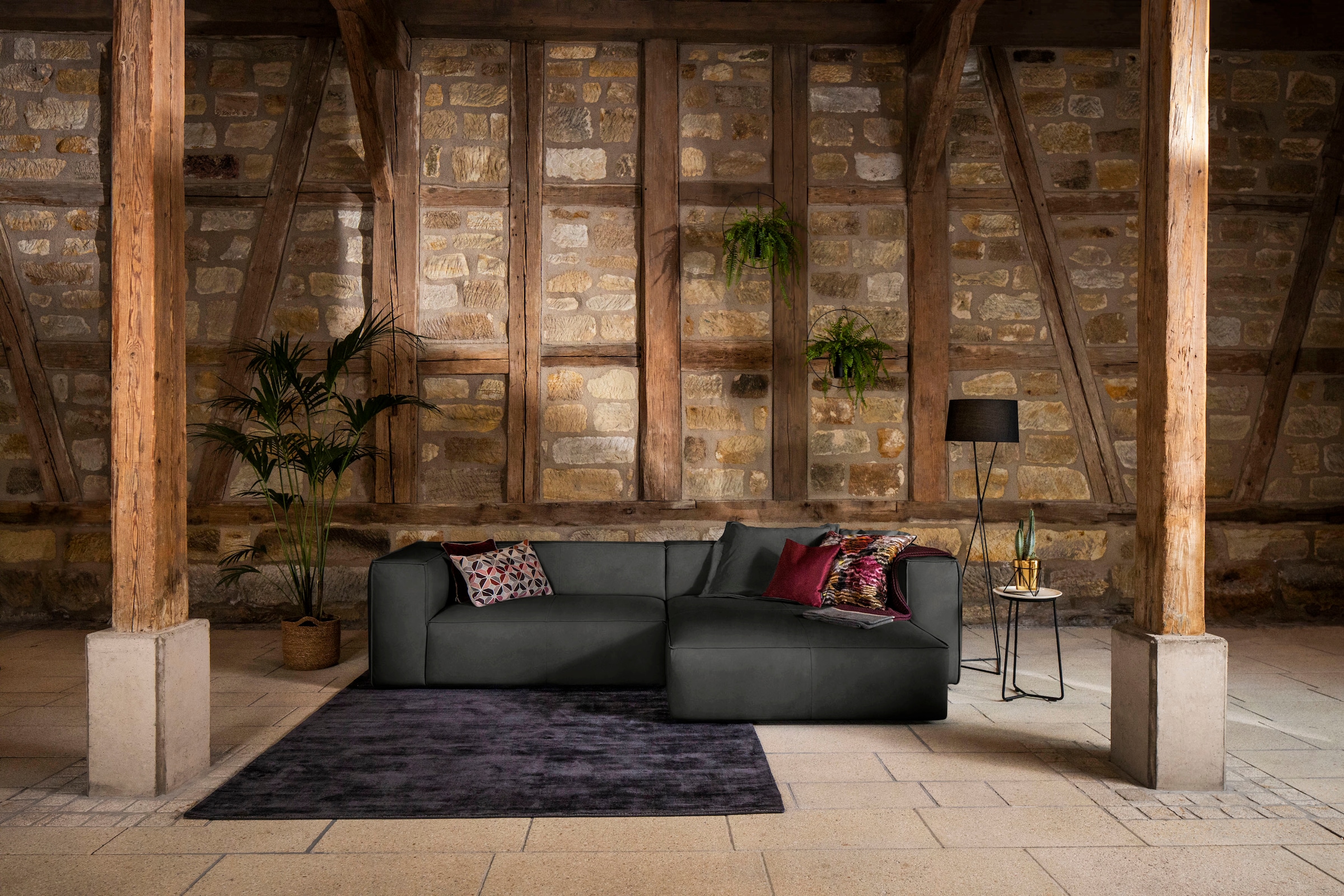 W.SCHILLIG Ecksofa »around-the-block«, (Spar-Set), inklusive Hocker, mit eleganter Biese, mit Federkern