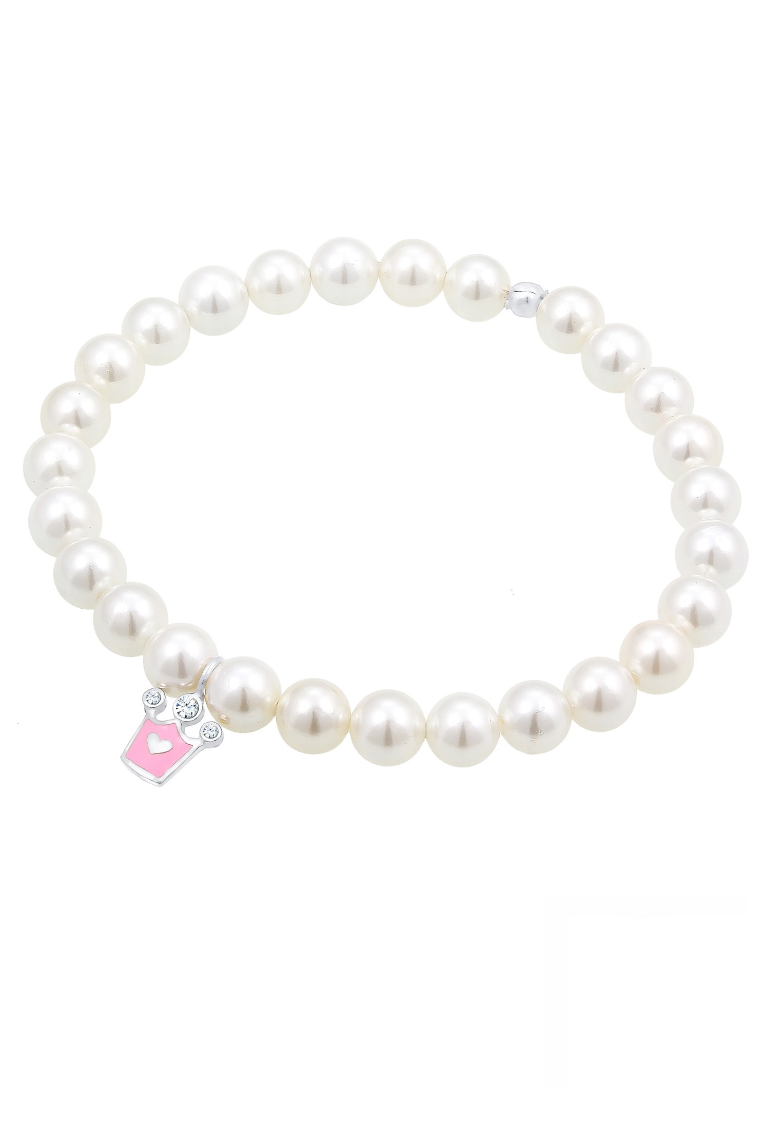 Elli Armkette »Armband Perlenarmband Krone Glas Kristalle Weiß 925 Sterling Silber«
