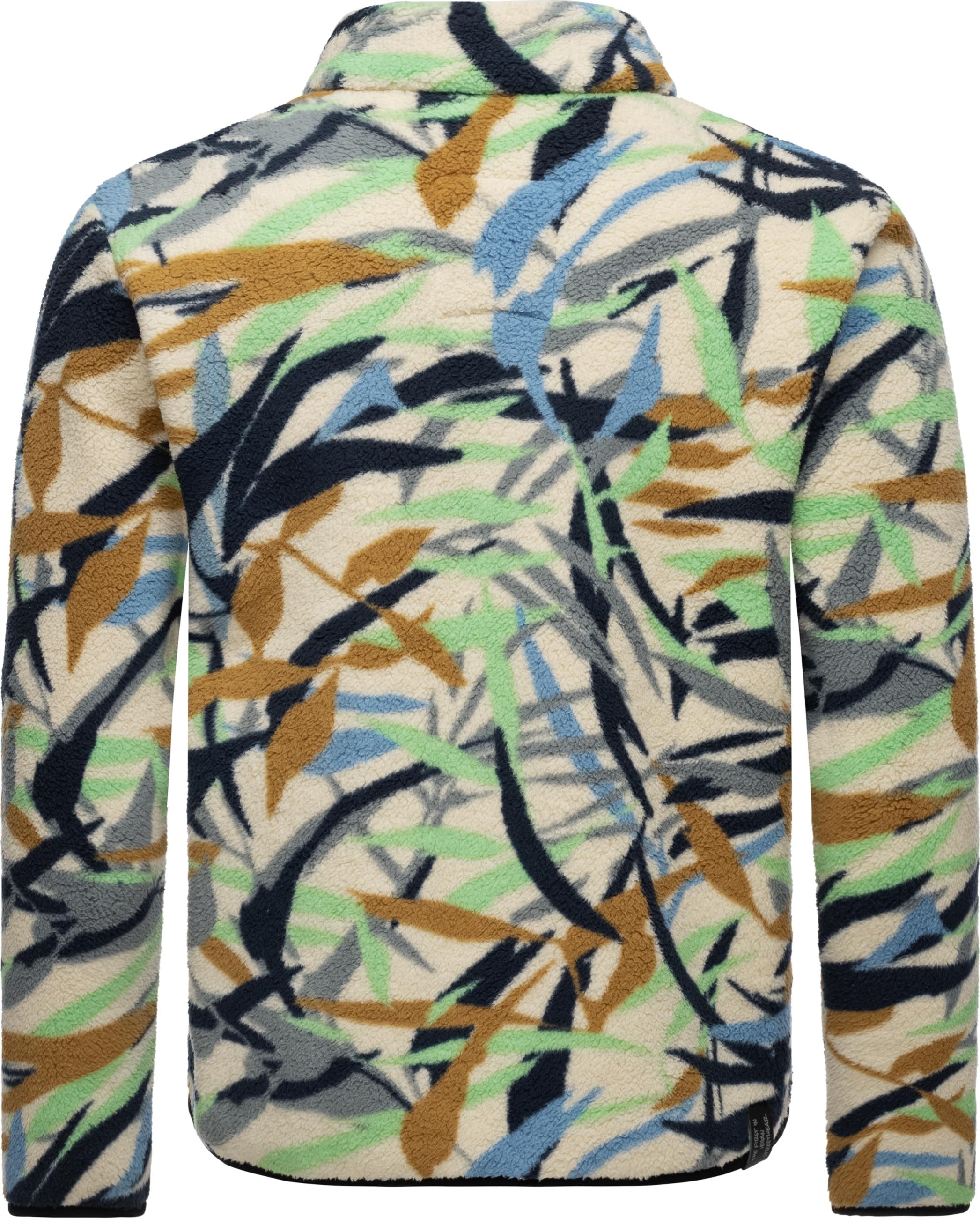 Ragwear Sweatjacke »Fleecejacke Collsy«, Gemusterte Herren Plüschjacke mit hohem Kragen