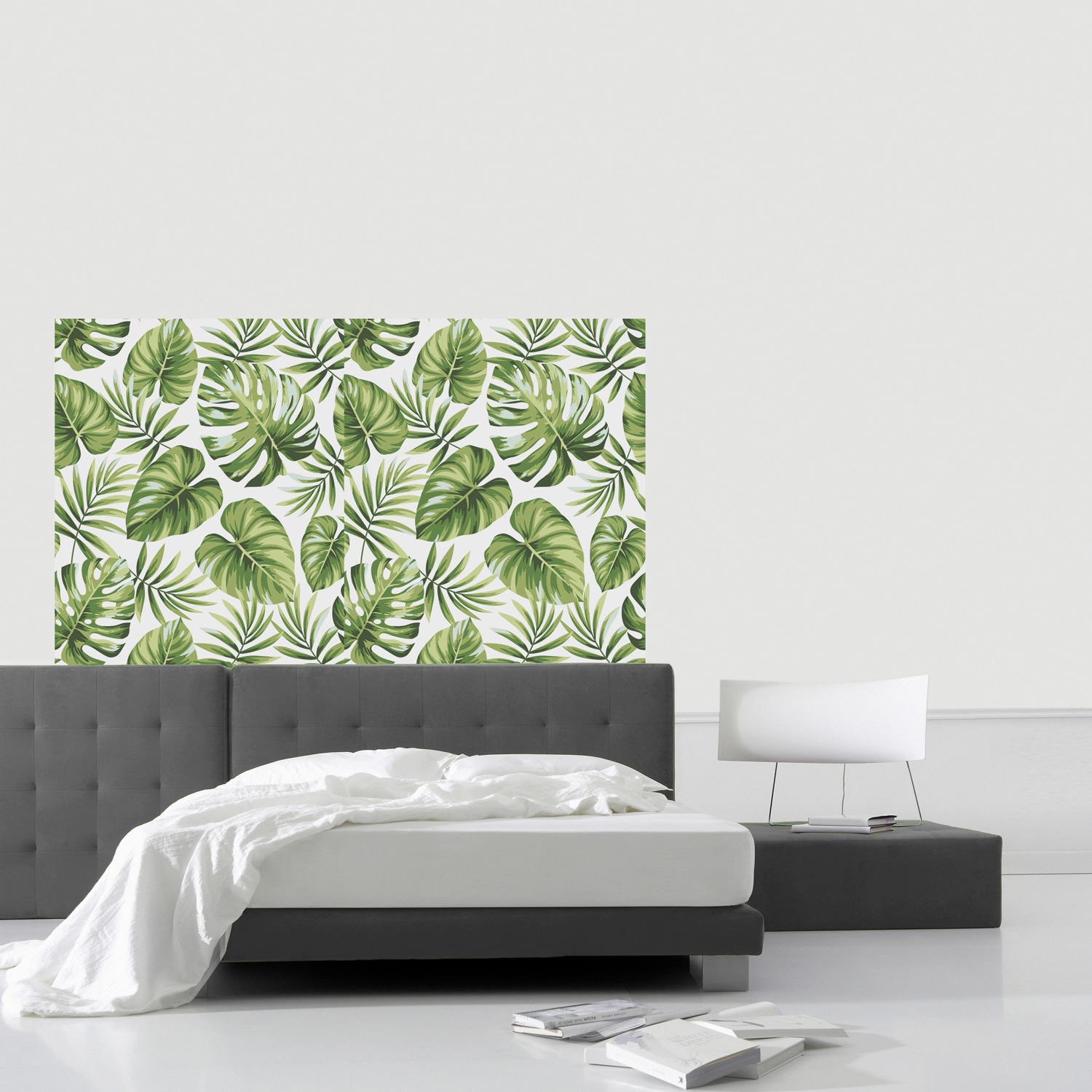 queence Vinyltapete »Tropische Blätter-Grün«, bedruckt-Motiv-botanisch-floral-gemustert-natürlich, 90x250cm, selbstklebend, kinderleichte Anbringung, Sticker