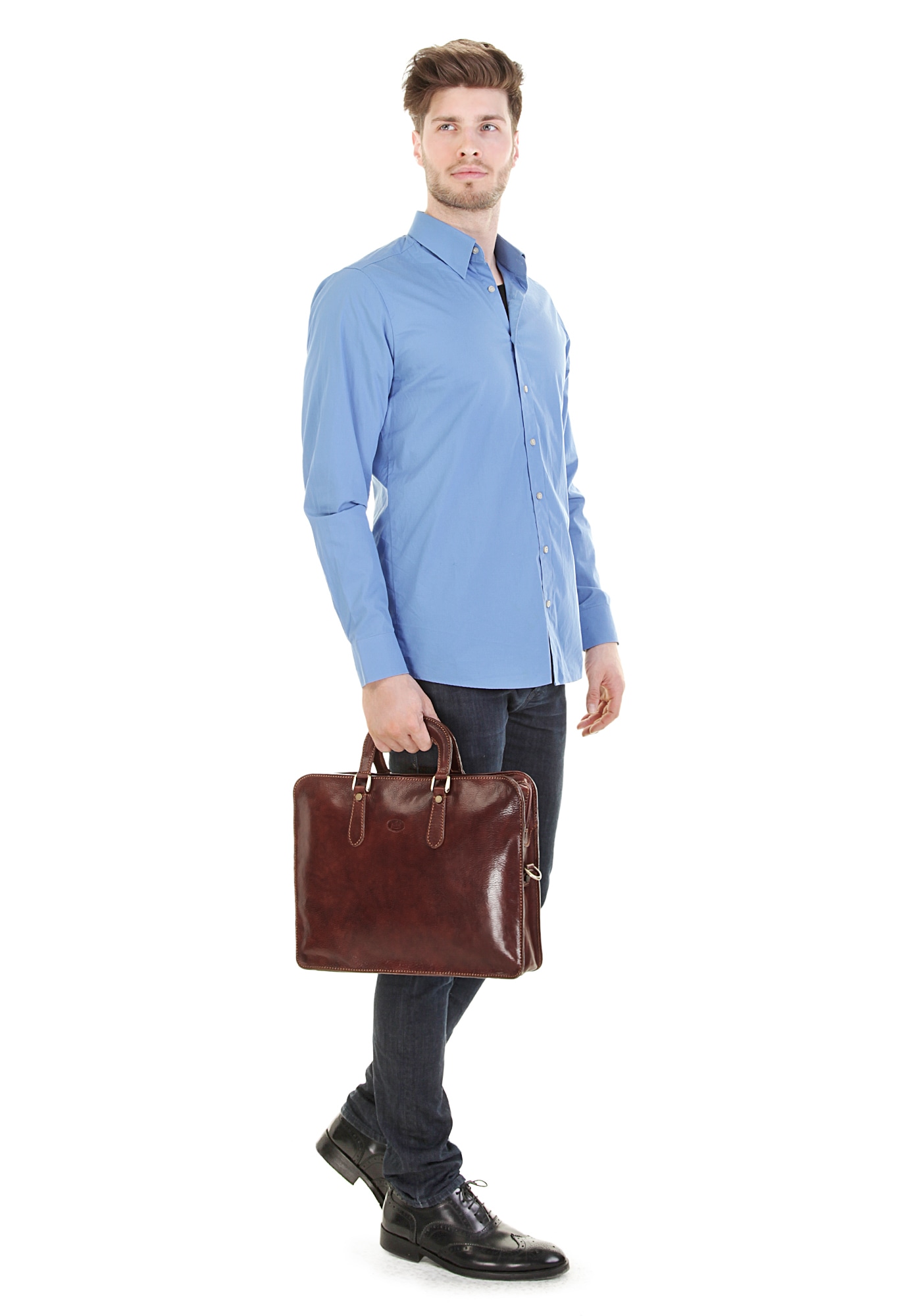 Piké Aktentasche, echt Leder, Made in Italy